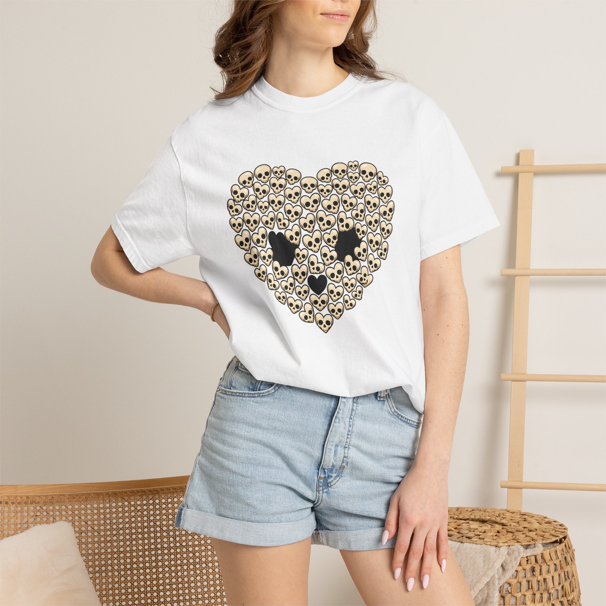 Skull Heart Shirt Valentines Day Emo Gift Women Comic Tee Sugar Skull T-Shirt Valentine Fan Cartoon Tshirt Goth Graphic Dark Print Tshirt