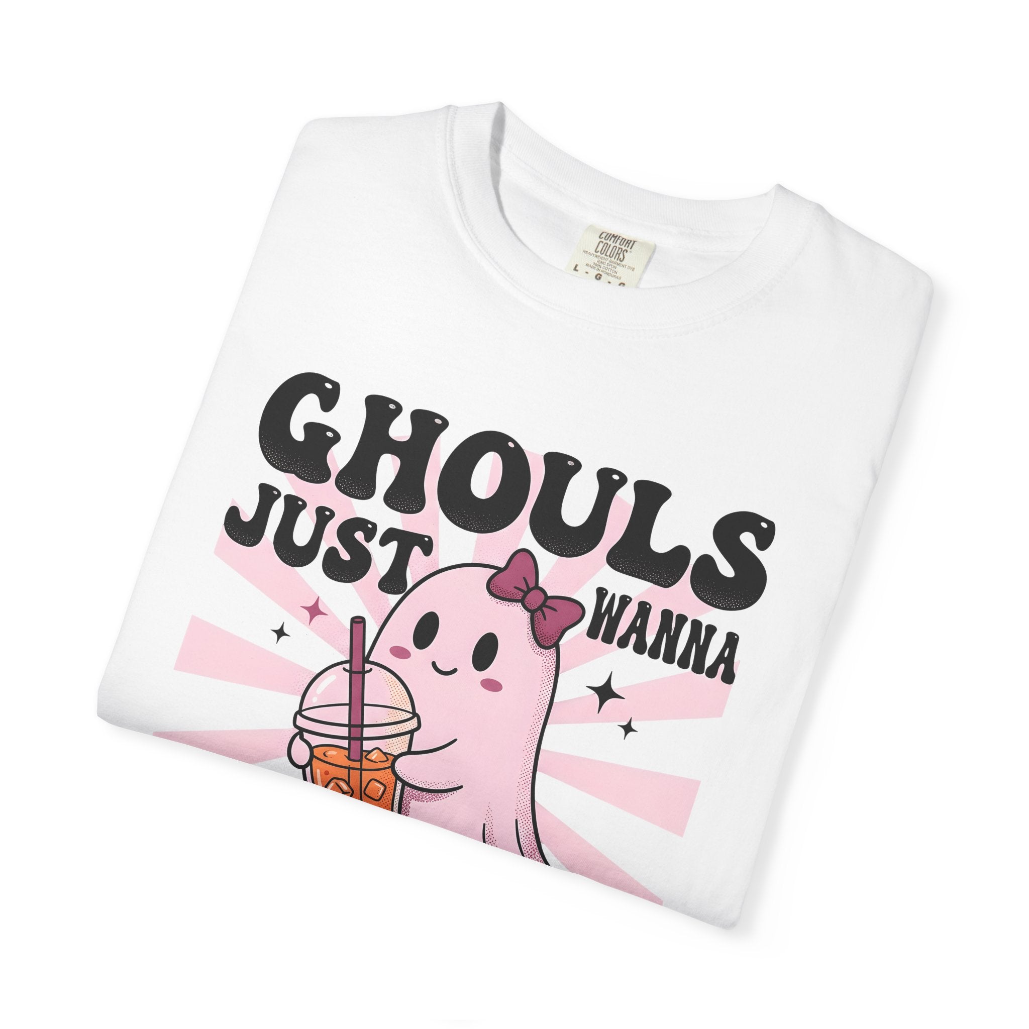Spooky Bubble Tea Shirt Halloween Sweet Gift Women Cute Tee Boba T-Shirt Horror Fan Kawaii Tshirt Dessert Graphic Vintage Ribbon Tshirt