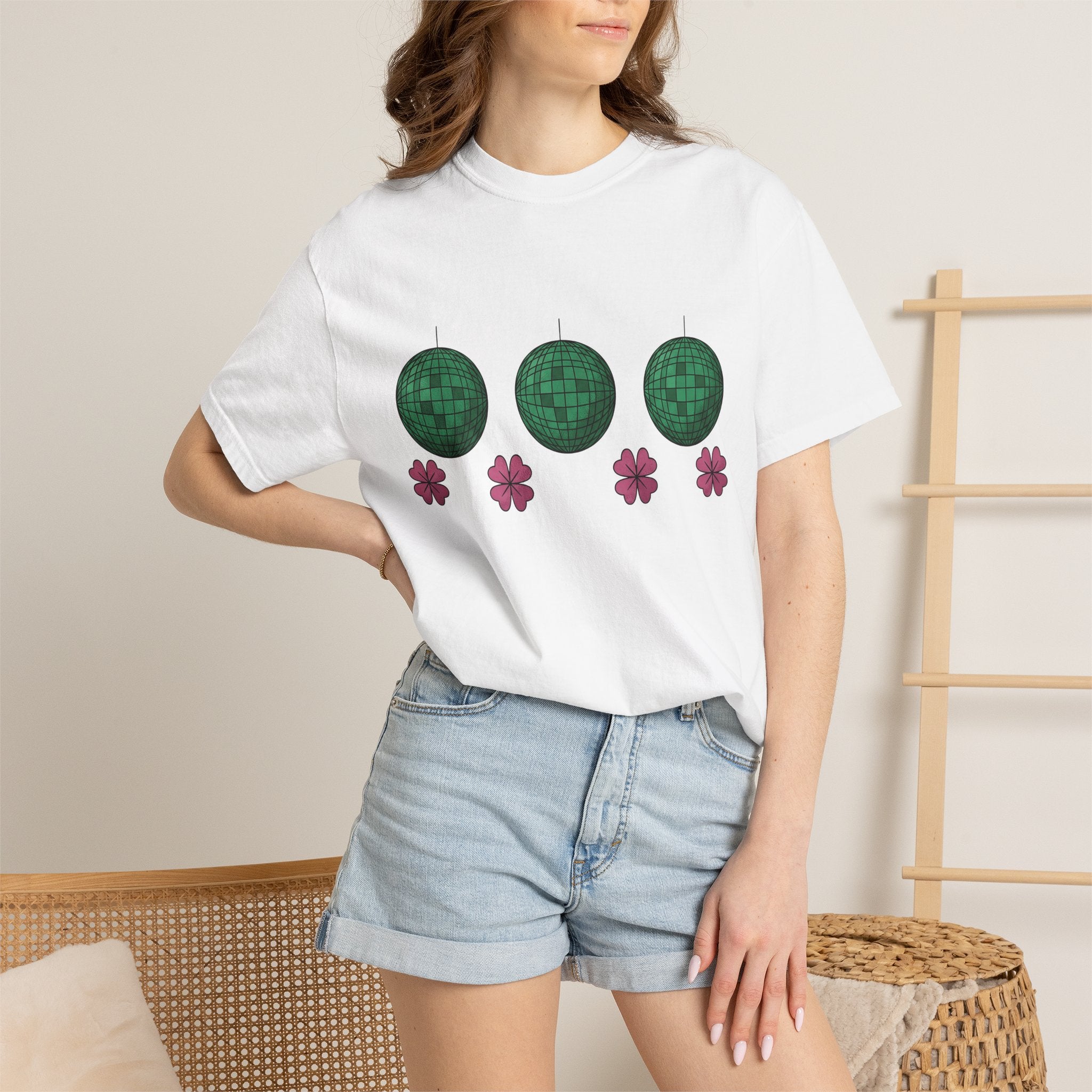 Party Ball Shirt St Patrick's Day Gathering Gift Women Cartoon Tee Disco Ball T-Shirt Shamrock Fan Comic Tshirt Party Graphic Modern Lucky