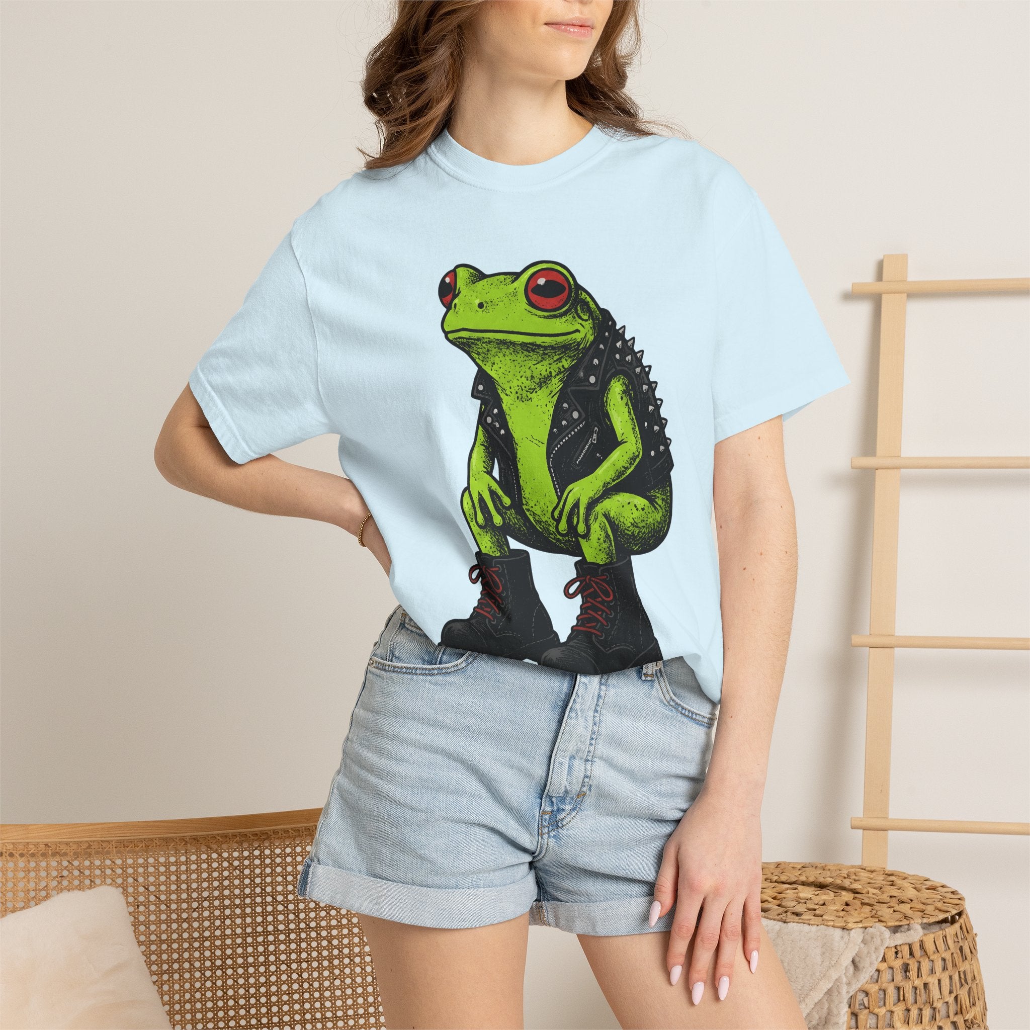 Cool Frog Shirt Frog Fauna Gift Women Pop Art Tee Toad T-Shirt Amphibian Fan Pop Art Tshirt Wildlife Graphic Retro Style Studded Jacket