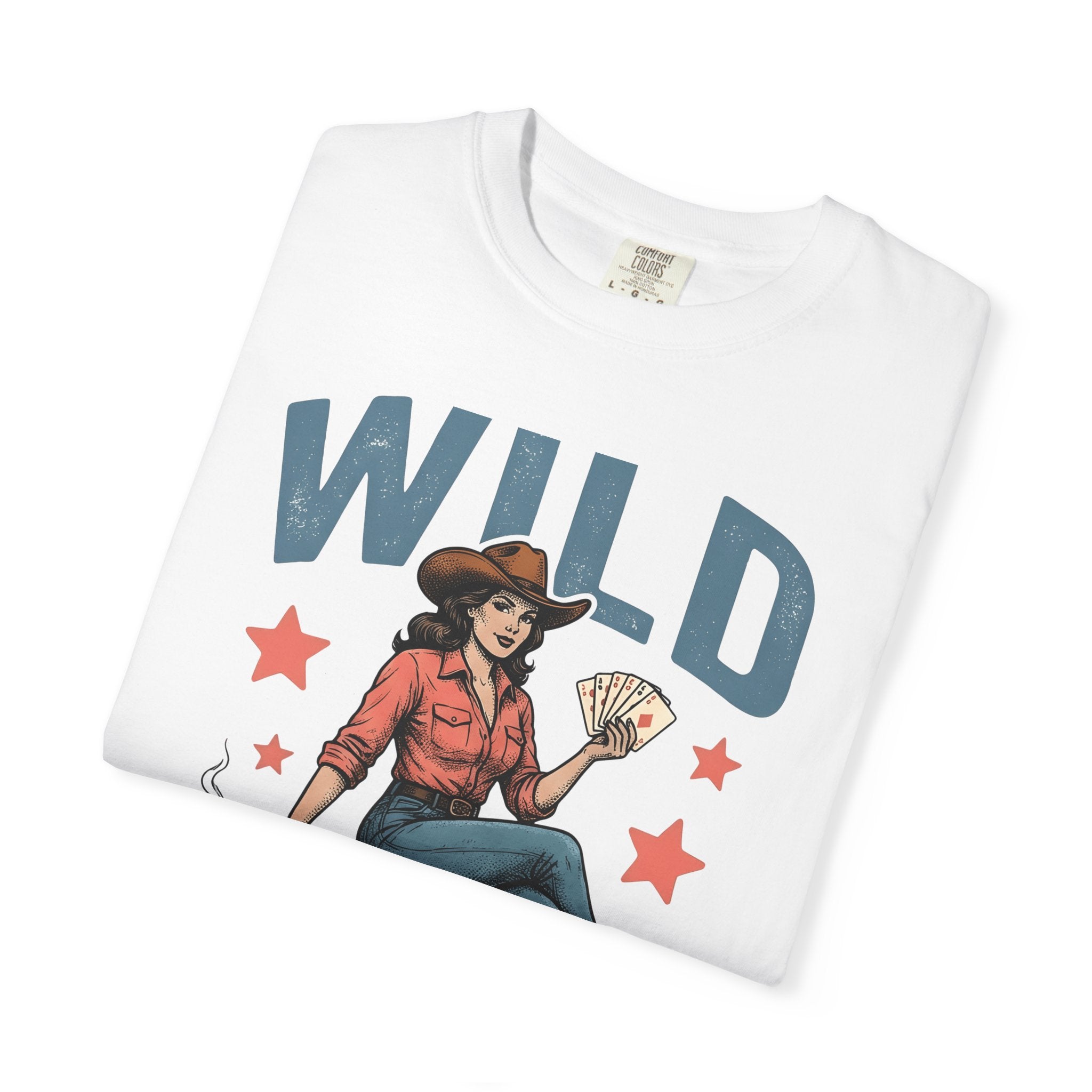 Cowgirl Illustration Shirt Cowgirl Country Gift Women Vintage Tee Cowboy T-Shirt Rodeo Fan Western Tshirt Country Graphic Retro Poker Cards