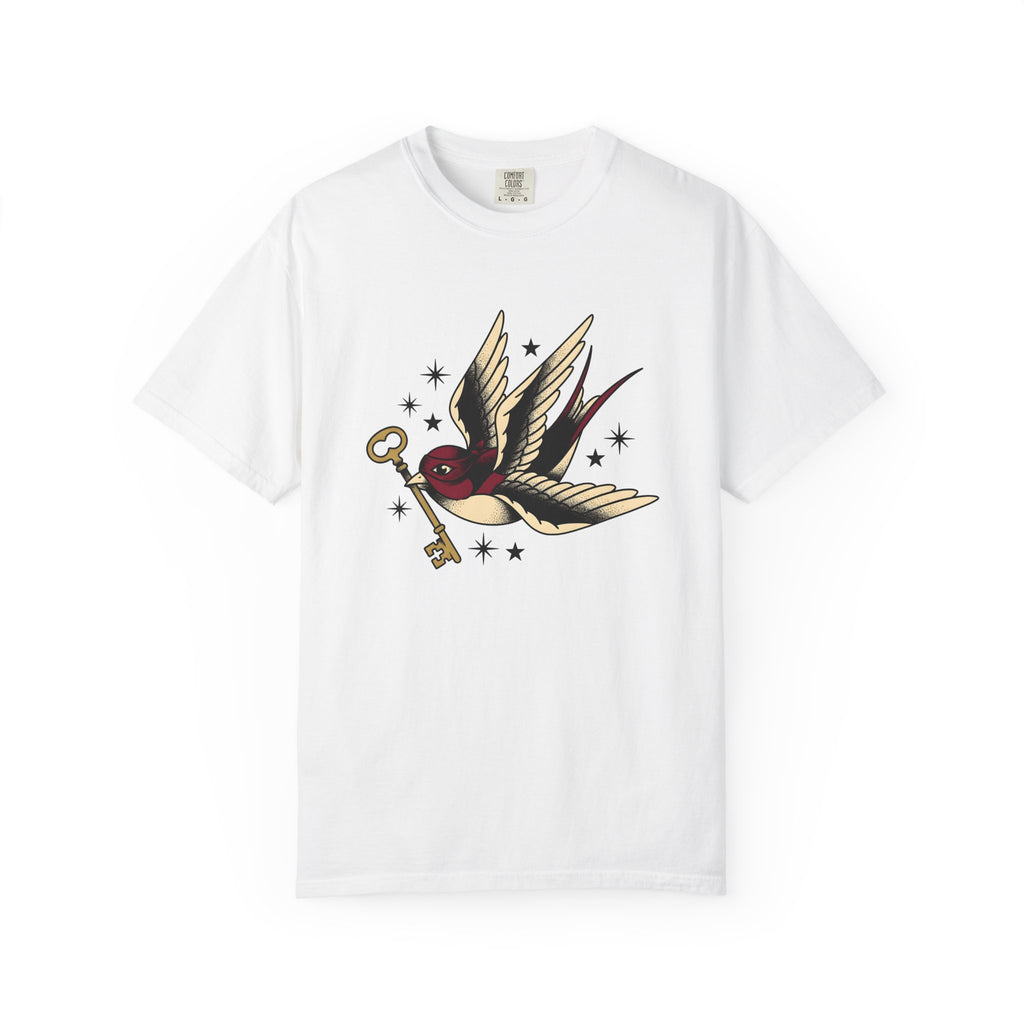 Swallow Shirt St. Valentines Day Romance Gift Women Old School Tee Barn Swallow T-Shirt Valentine Fan Vintage Tshirt Love Graphic Retro Lock