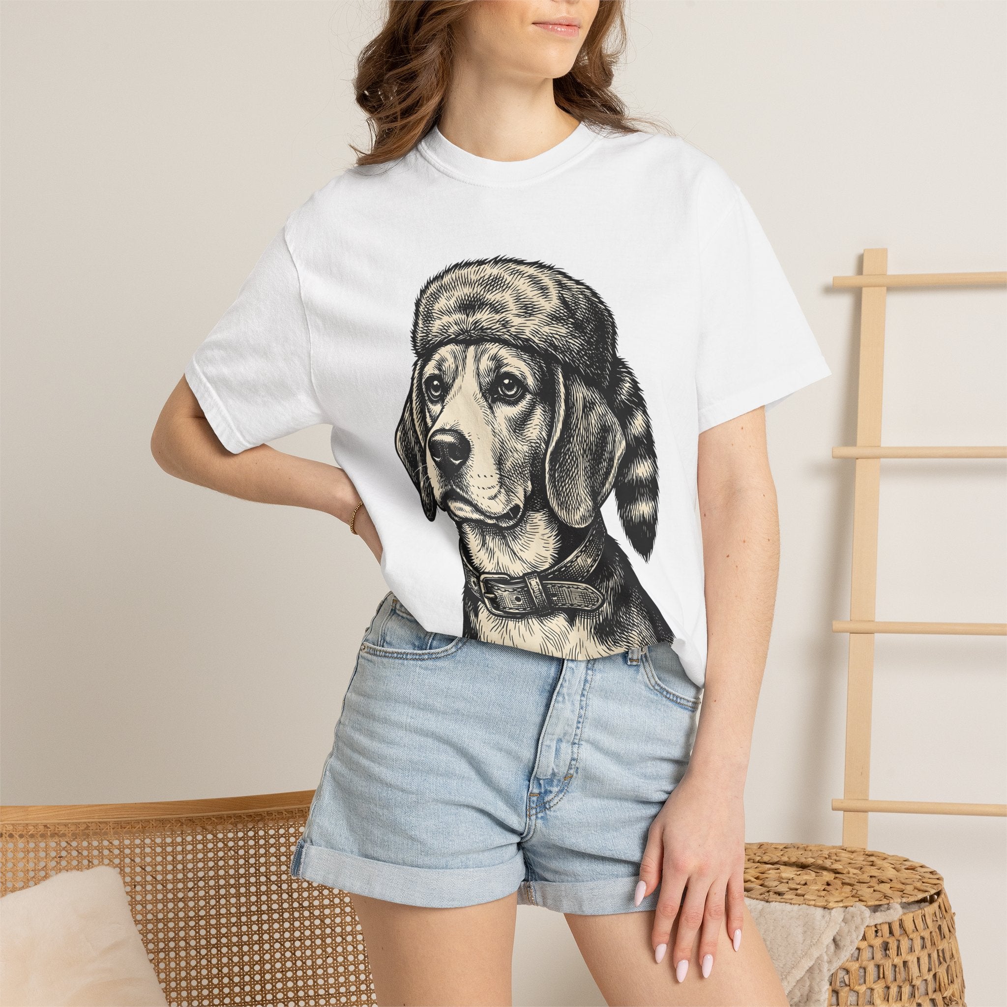 Beagle Pet Shirt Dog Wildlife Gift Women Line Art Tee Hound T-Shirt Dog Fan Illustration Graphic Cartoon Furry Cap Tshirt