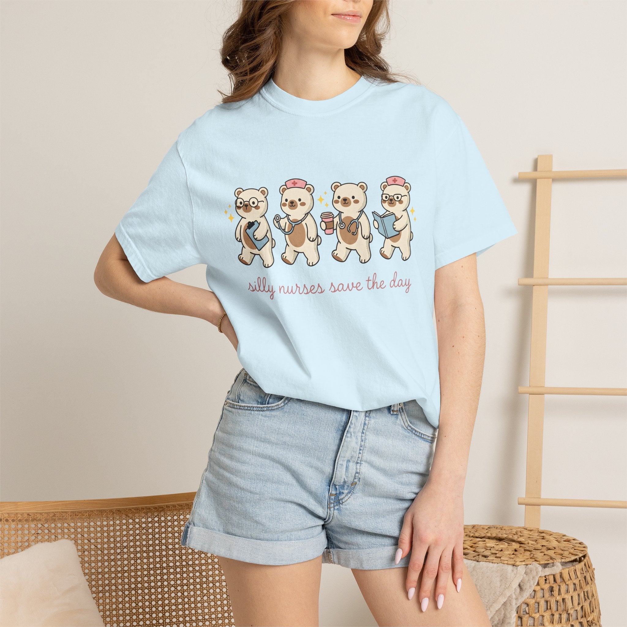 Nurse Stuffed Bear Shirt Nurses Pets Gift Women Chibi Tee Teddy Bear T-Shirt Nurse Enthusiast Cute Tshirt Animal Graphic Animation Doctor