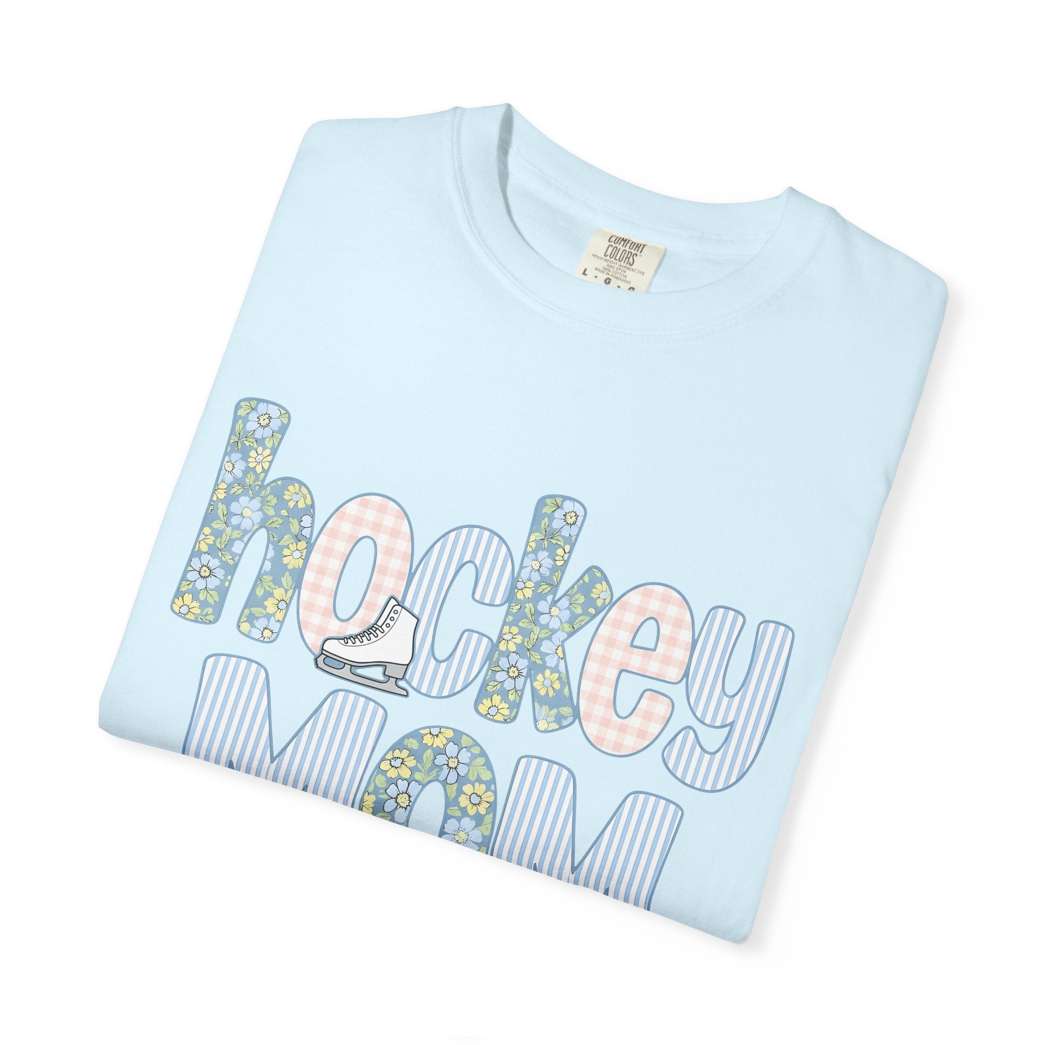 Ice Skate Graphic Shirt Hockey Mom Sports Gift Women Floral Tee Ice Skating T-Shirt Hockey Fan Floral Tshirt Athlete Graphic Retro Pastel