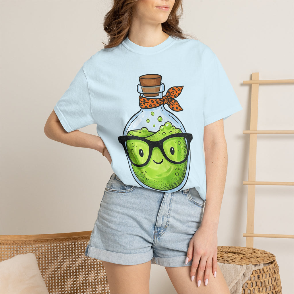 Magic Bottle Shirt Halloween Nerd Gift Women Comic Tee Genie T-Shirt Horror Fan Cartoon Tshirt Geek Graphic Chibi Spectacles Tshirt