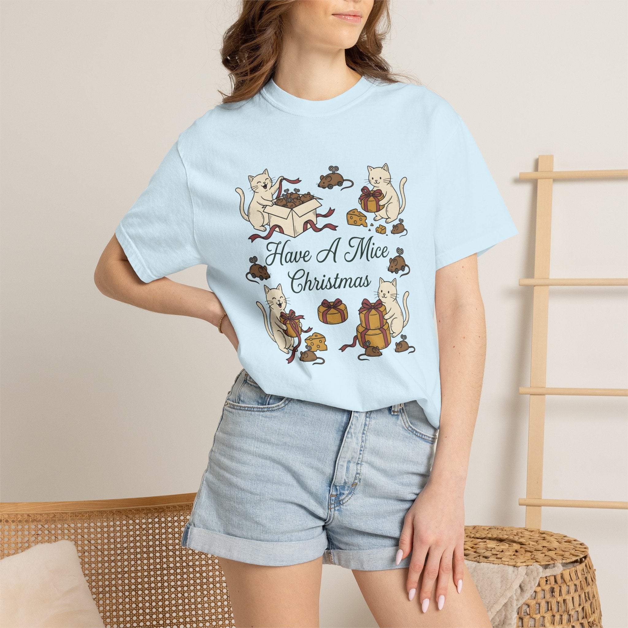 Cat Drawing Shirt Cat Winter Gift Women Cartoon Tee Kitten T-Shirt Cat Fan Feline Tshirt Frosty Graphic Doodle Gift Tshirt