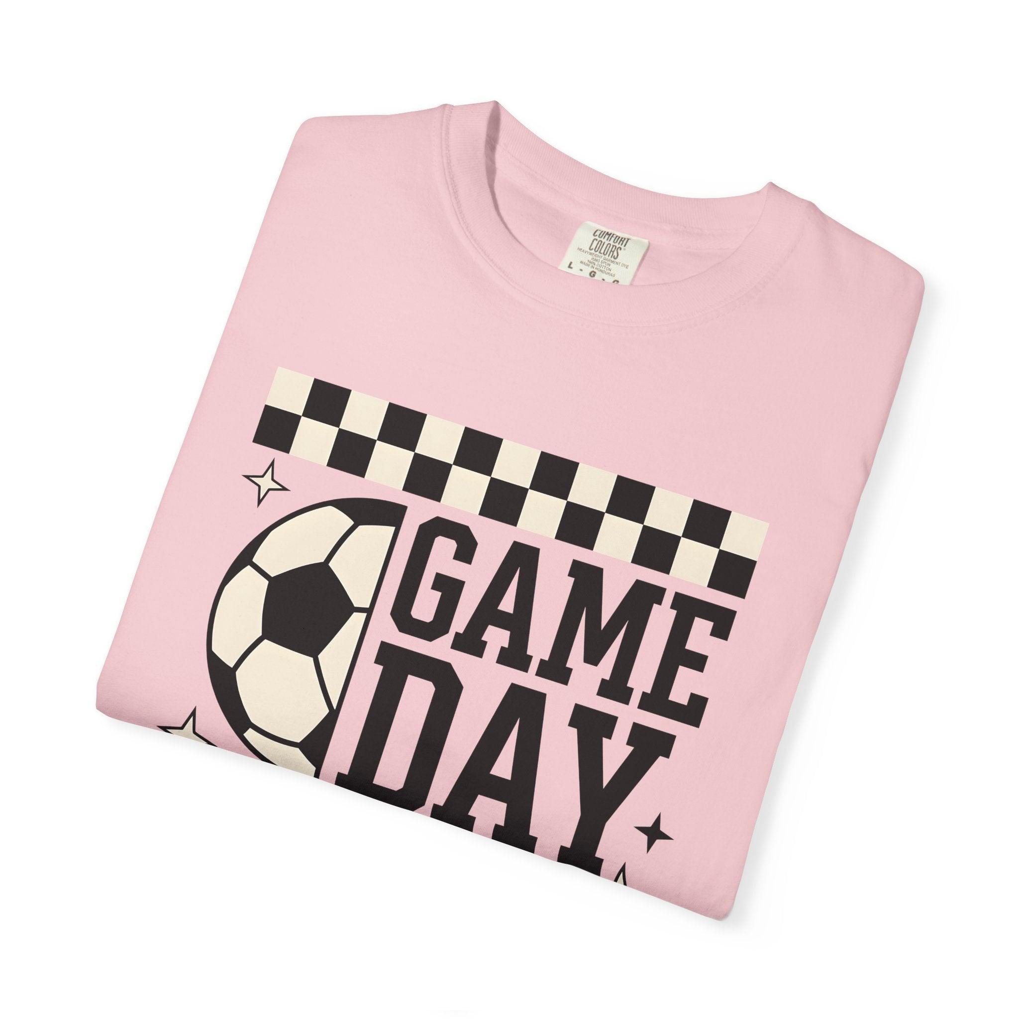 Soccer Ball Shirt Mom Sports Gift Women Bold Graphic Tee Football T-Shirt Soccer Mom Fan Graphic Tshirt Athlete Graphic Retro Checkerboard