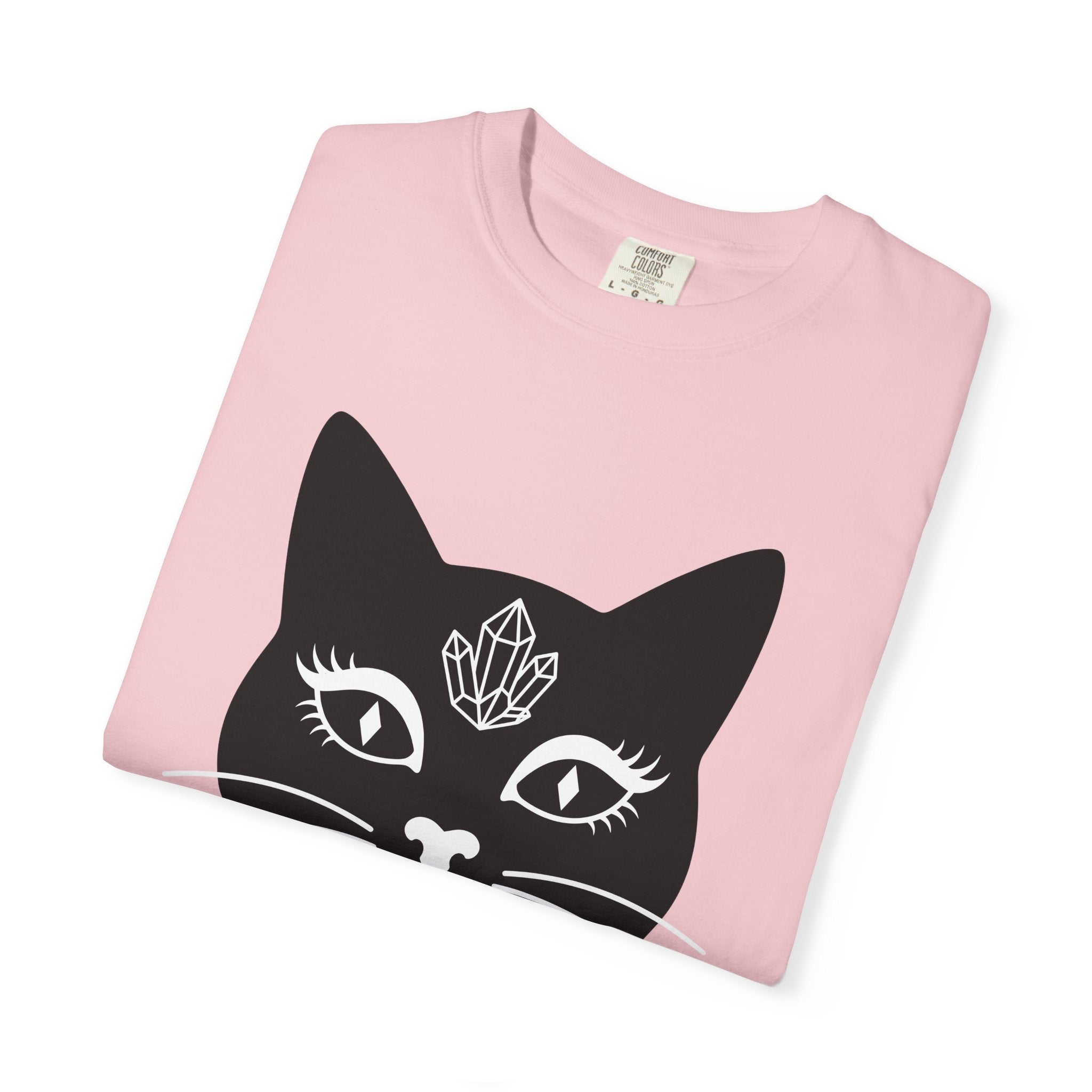 Black Cat Face Shirt Cat Witchy Gift Women Minimalist Tee Cat T-Shirt Cat Lady Fan Simple Tshirt Wiccan Graphic Boho Crystal Tshirt