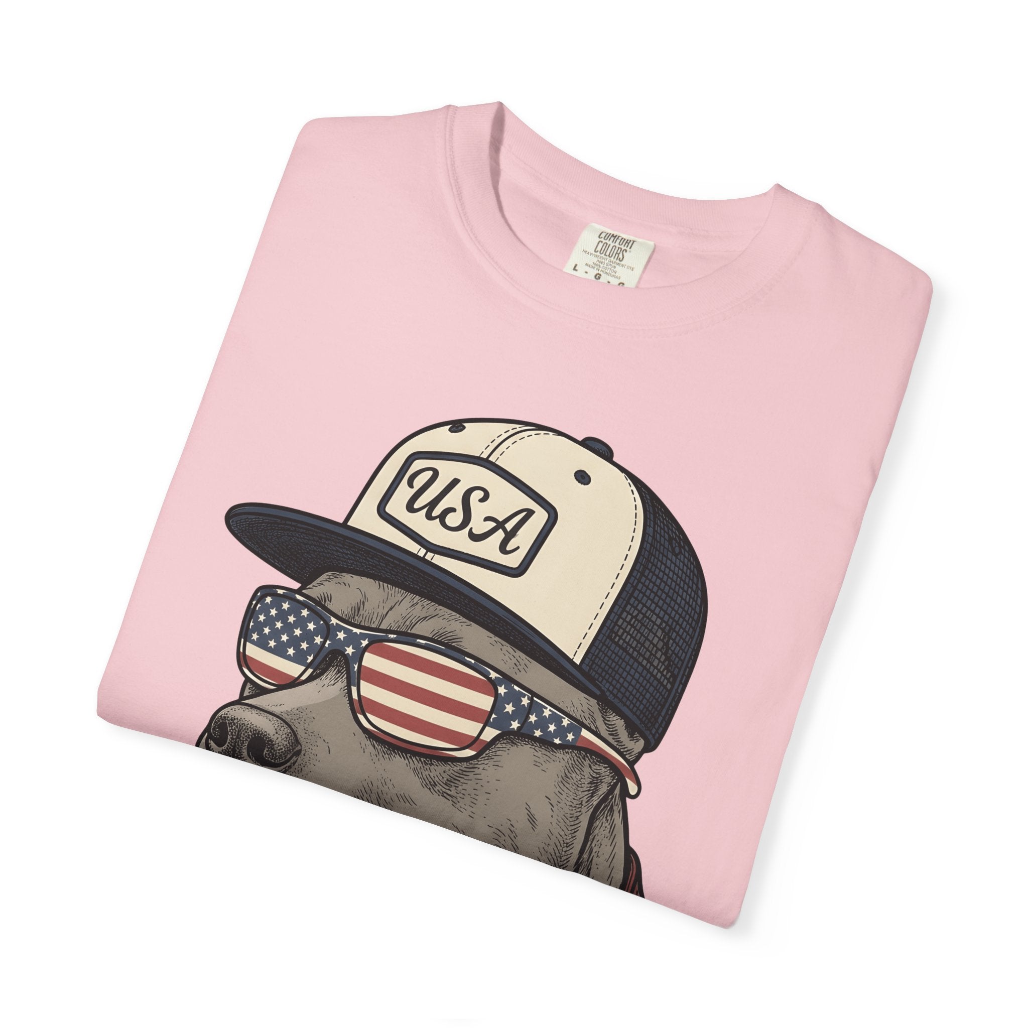 Flag Dog Shirt Dog America Gift Women Classic Tee Bulldog T-Shirt Dog Fan Puppy Tshirt Patriotic Graphic Line Art Specs Tshirt