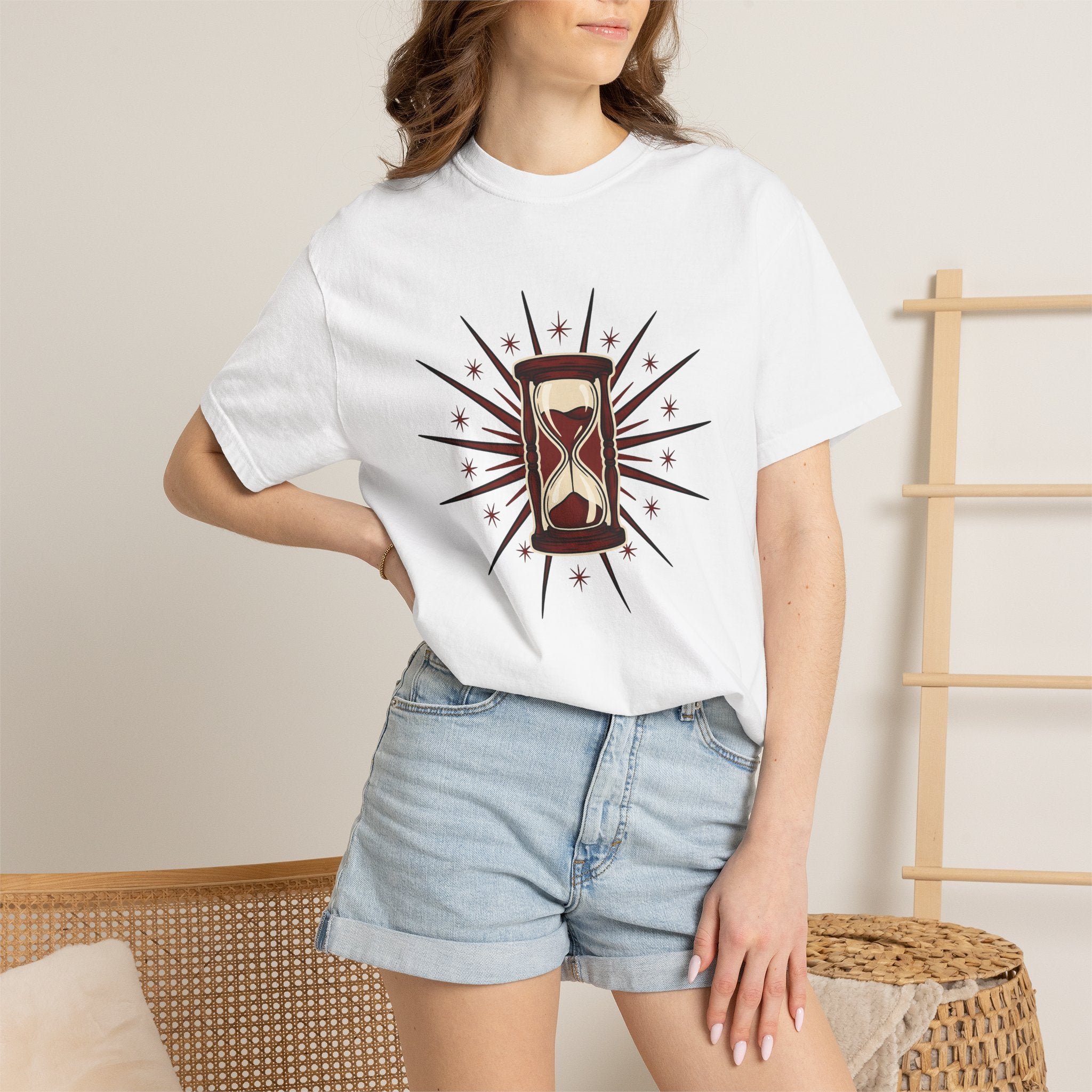 Sand Clock Shirt Retro Macabre Gift Women Neo Traditional Tee Hourglass T-Shirt Vintage Fan Traditional Tshirt Dark Graphic Antique Sparkle