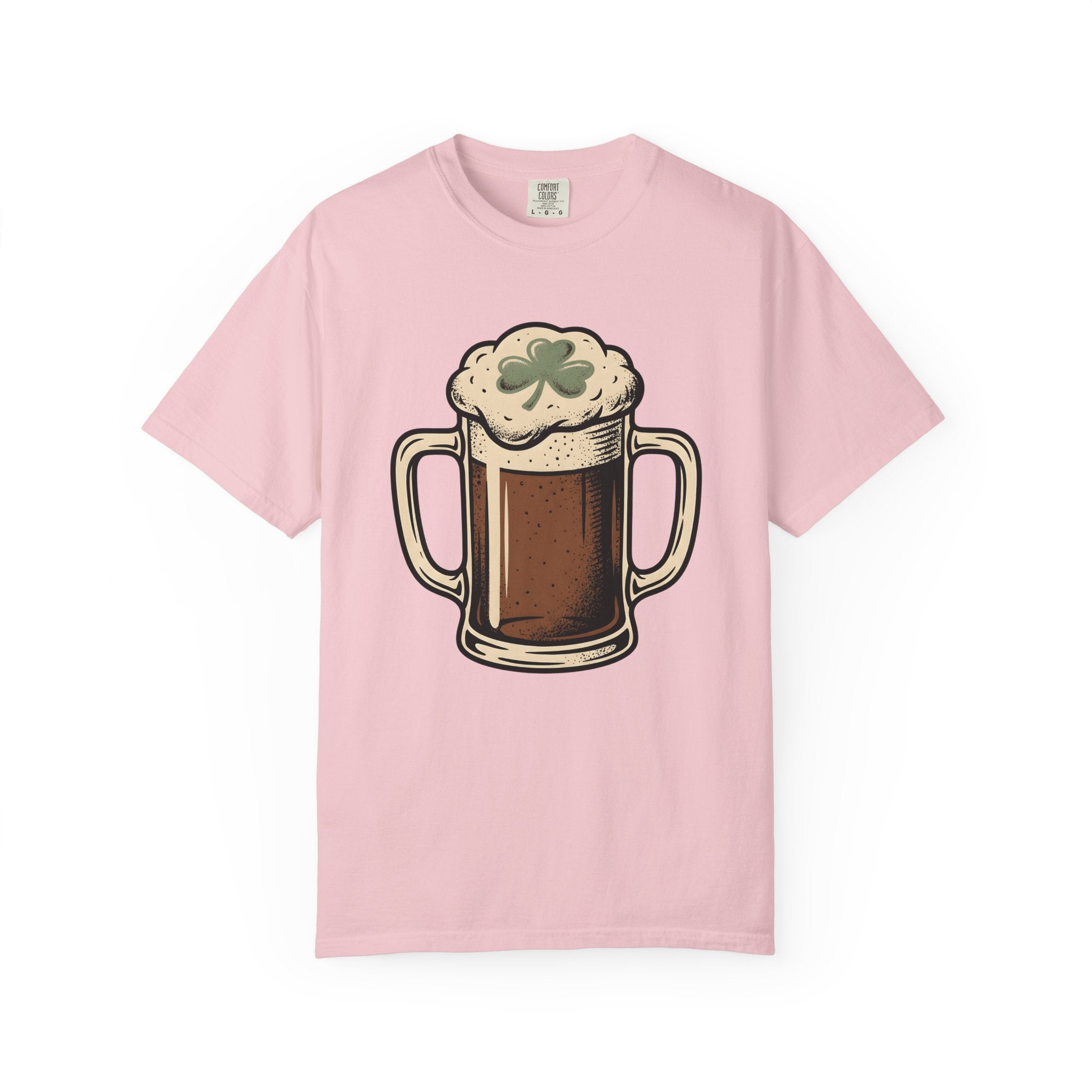Beer Cup Shirt St Patrick's Day Brew Gift Women Old School Tee Pint Glass T-Shirt Beer Fan Mug Tshirt Brewery Graphic Line Art Lucky Clover