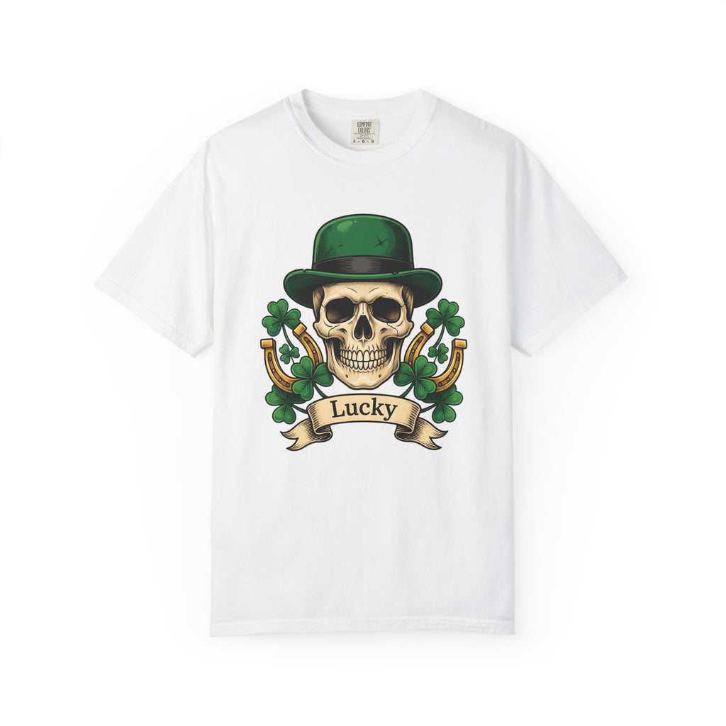 Skull Clover Shirt St Patrick's Day Fortune Gift Women Traditional Tee Shamrock T-Shirt Luck Fan Vintage Tshirt Prosperity Graphic Retro