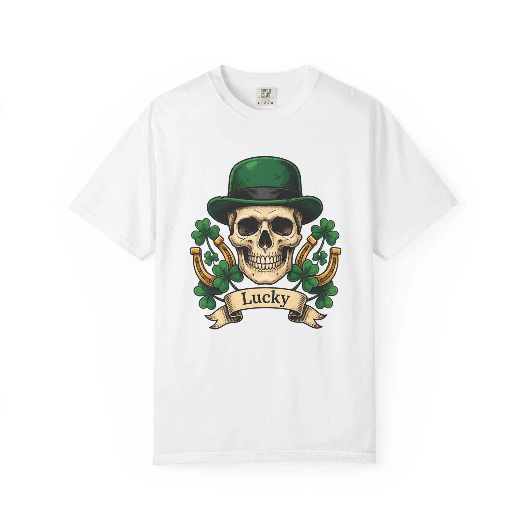 Skull Clover Shirt St Patrick's Day Fortune Gift Women Traditional Tee Shamrock T-Shirt Luck Fan Vintage Tshirt Prosperity Graphic Retro