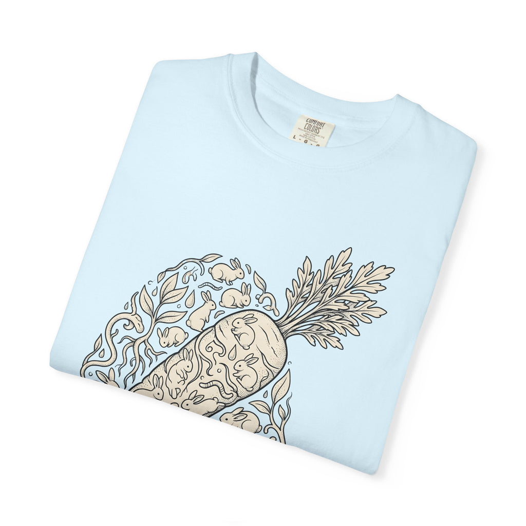 Bunny Vegetable Shirt Easter Pets Gift Women Line Art Tee Rabbit T-Shirt Easter Fan Bunny Tshirt Animal Graphic Cartoon Greenery Tshirt