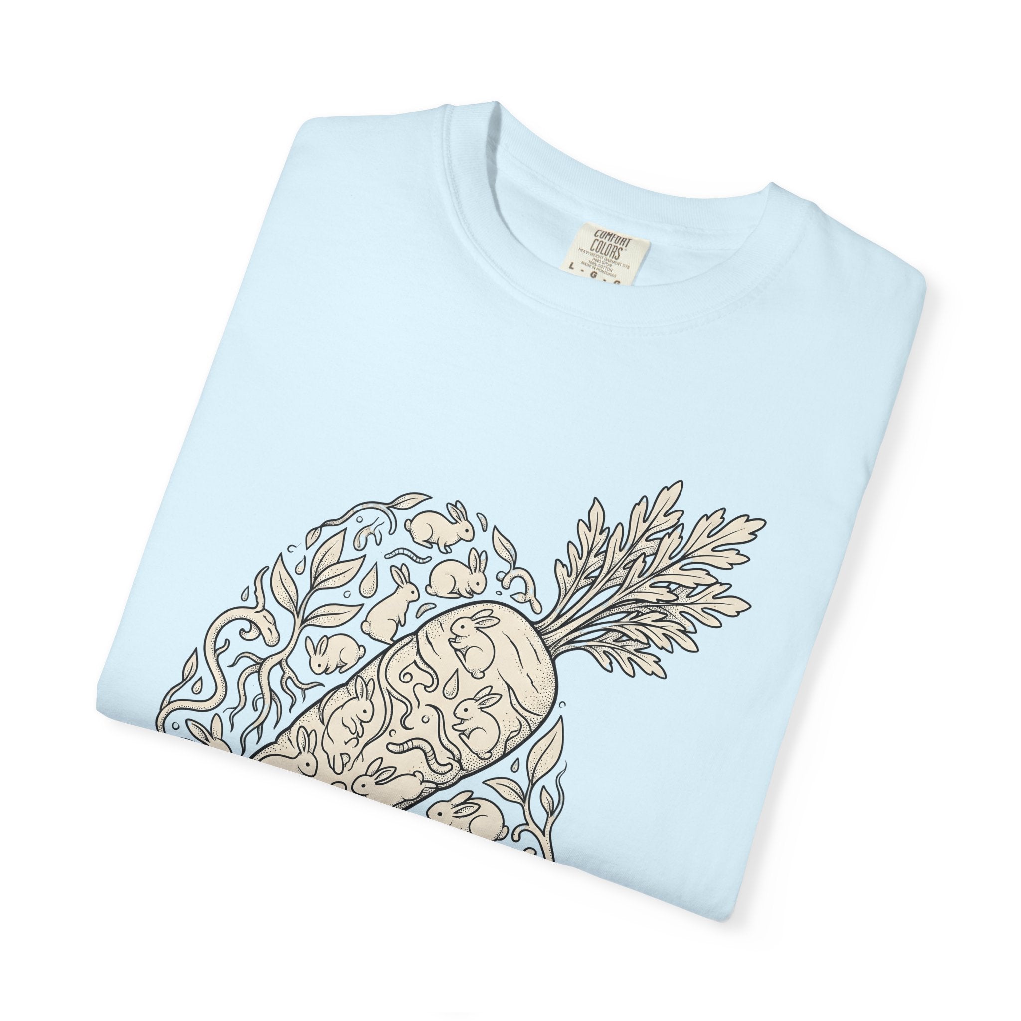 Bunny Vegetable Shirt Easter Pets Gift Women Line Art Tee Rabbit T-Shirt Easter Fan Bunny Tshirt Animal Graphic Cartoon Greenery Tshirt
