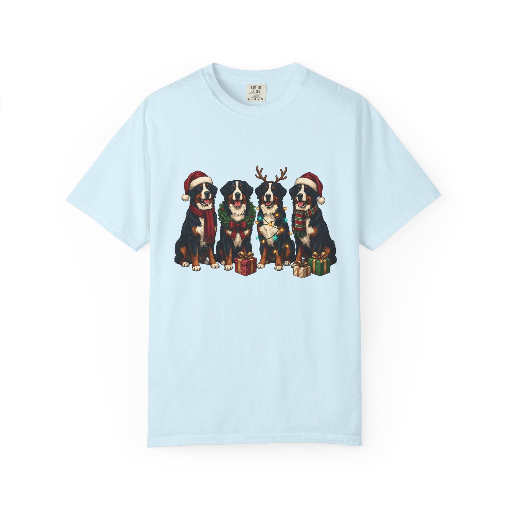 Bernese Mountain Dog Shirt Dog Christmas Gift Women Holiday Graphic Tee Berner T-Shirt Dog Fan Vintage Tshirt Xmas Graphic Retro Presents
