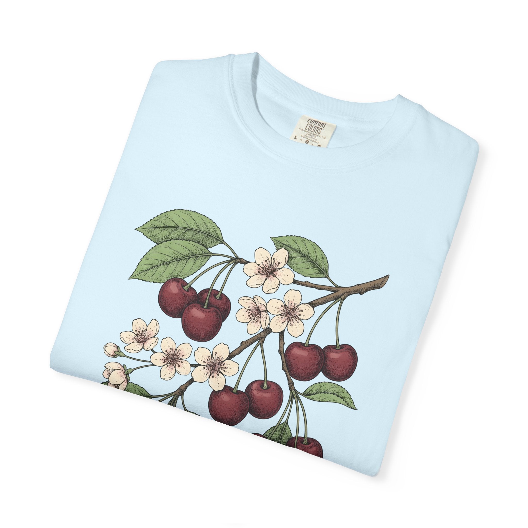 Cherry Sprig Shirt Fruit Plant Gift Women Garden Art Tee Cherry Branch T-Shirt Fruit Fan Botanical Tshirt Floral Graphic Sketch Bud Tshirt