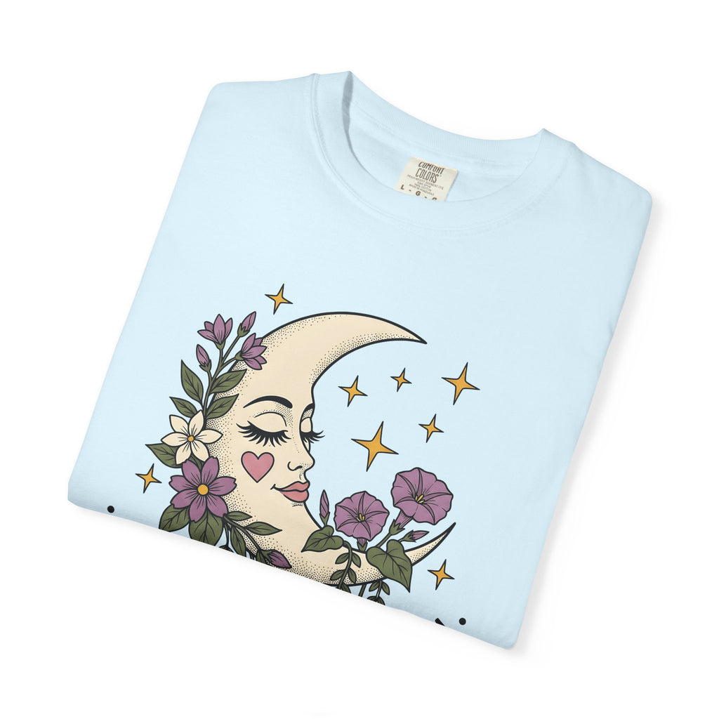 Moon Face Flower Shirt Boho Astrology Gift Women Hippie Tee Moonflower T-Shirt Bohemian Enthusiast Psychedelic Tshirt Zodiac Graphic Retro