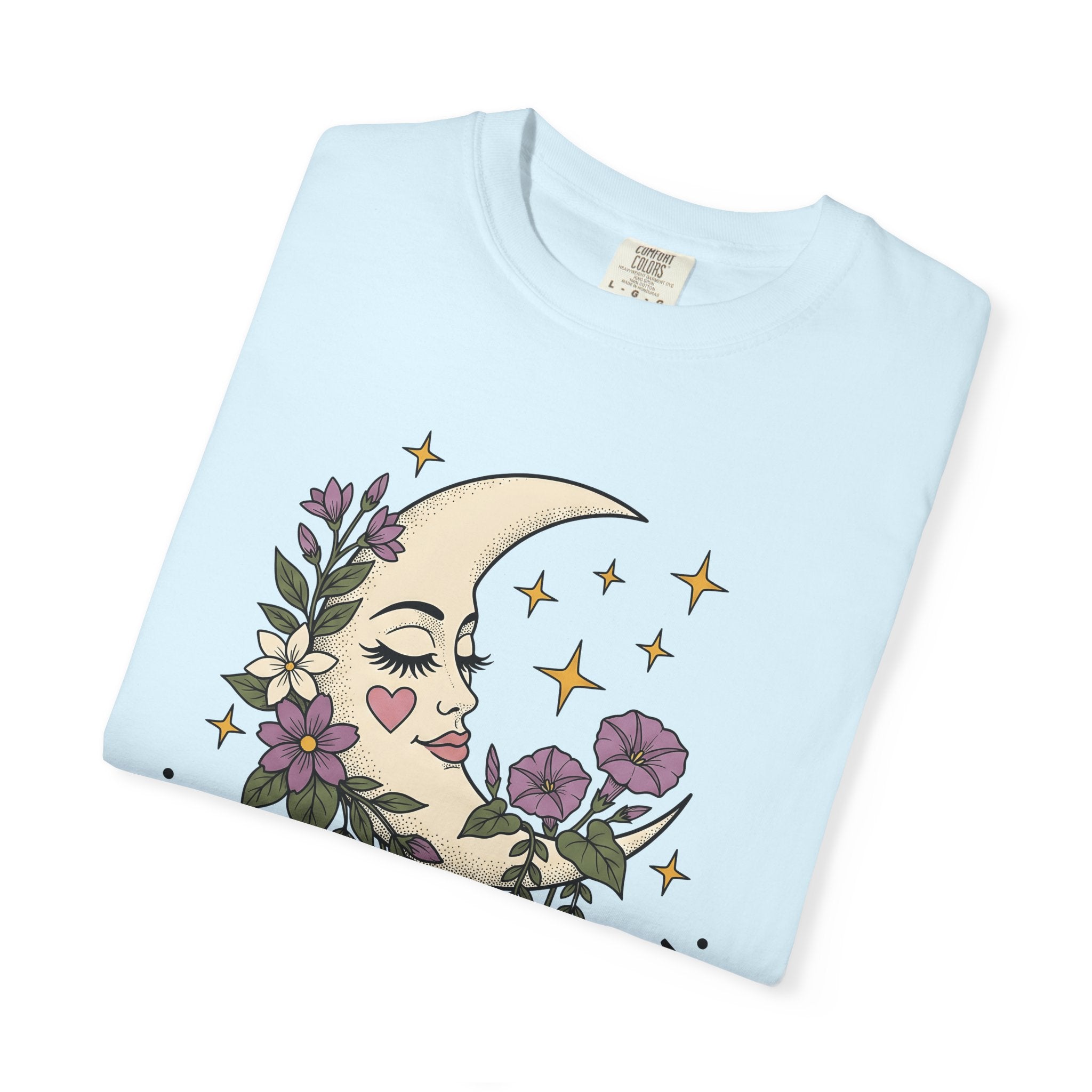 Moon Face Flower Shirt Boho Astrology Gift Women Hippie Tee Moonflower T-Shirt Bohemian Enthusiast Psychedelic Tshirt Zodiac Graphic Retro