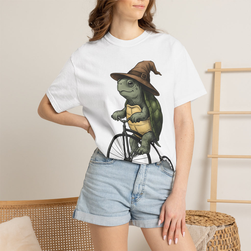 Turtle Bike Shirt Teacher Pets Gift Women Hand Drawn Tee Cycle T-Shirt Educator Enthusiast Illustrated Tshirt Animal Graphic Classic