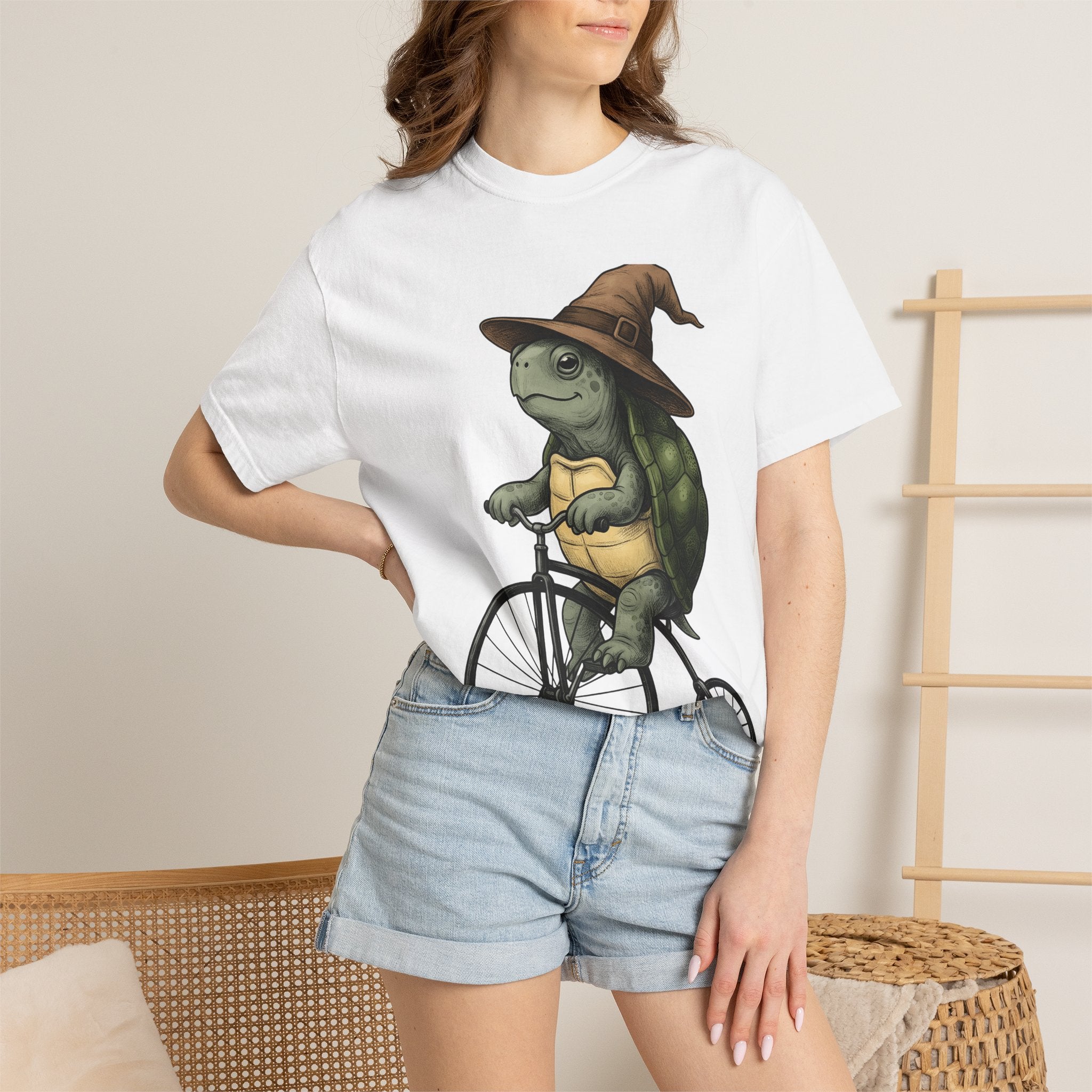 Turtle Bike Shirt Teacher Pets Gift Women Hand Drawn Tee Cycle T-Shirt Educator Enthusiast Illustrated Tshirt Animal Graphic Classic