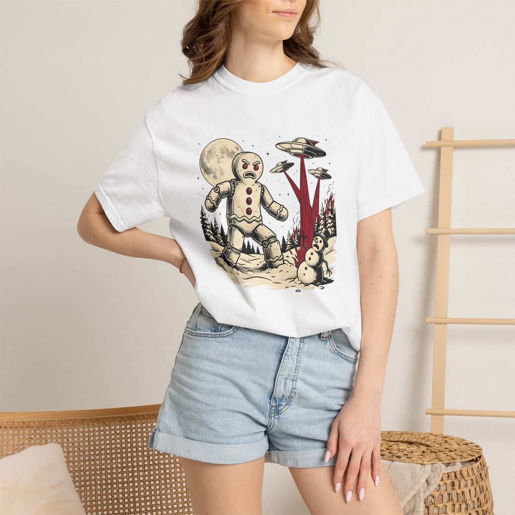 Huge Gingerbread Cookie Shirt Christmas Science Fiction Gift Women Traditional Tattoo Tee Gingerbread T-Shirt Xmas Fan Tattooed Tshirt Sci