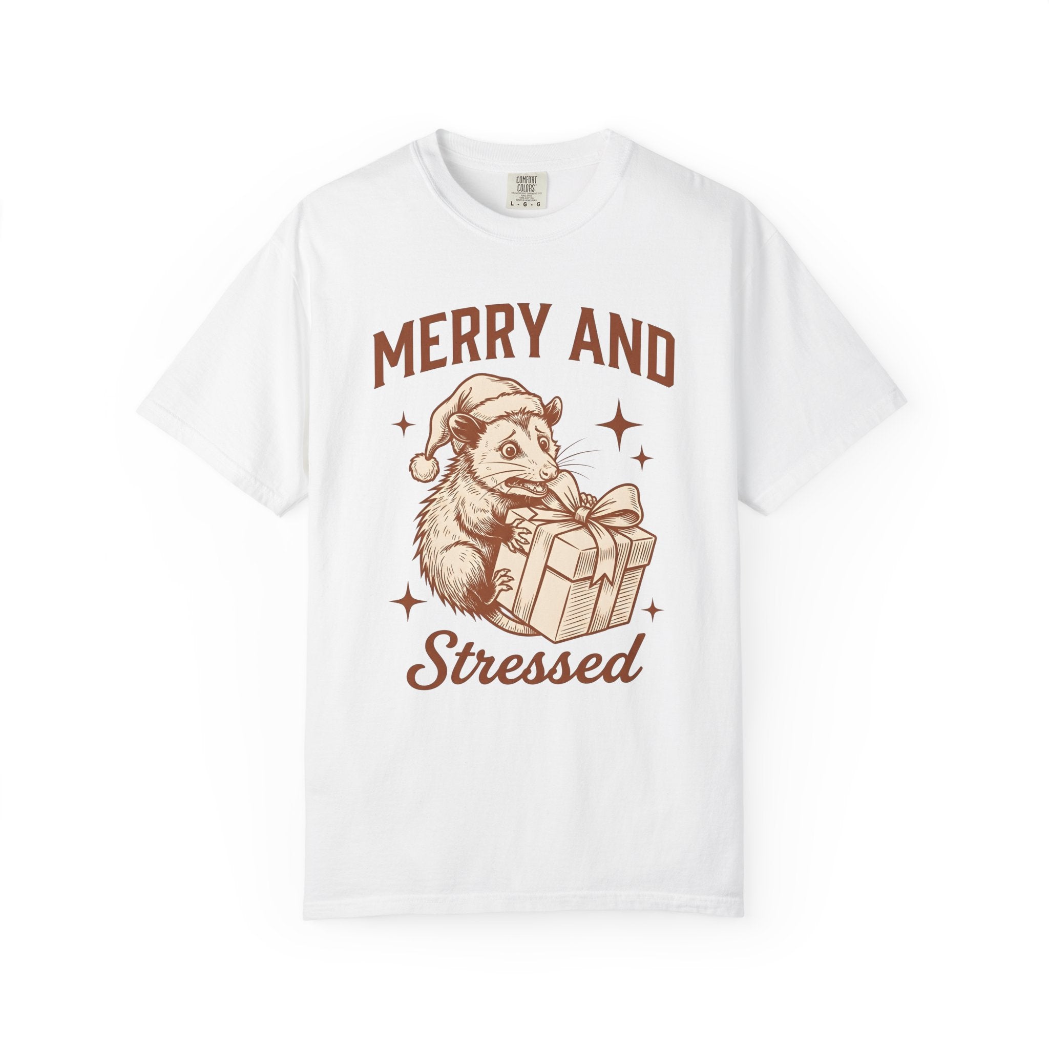 Possum Present Shirt Christmas Creatures Gift Women Cartoon Tee Opossum T-Shirt Xmas Fan Opossum Tshirt Animal Graphic Doodle Santa Cap
