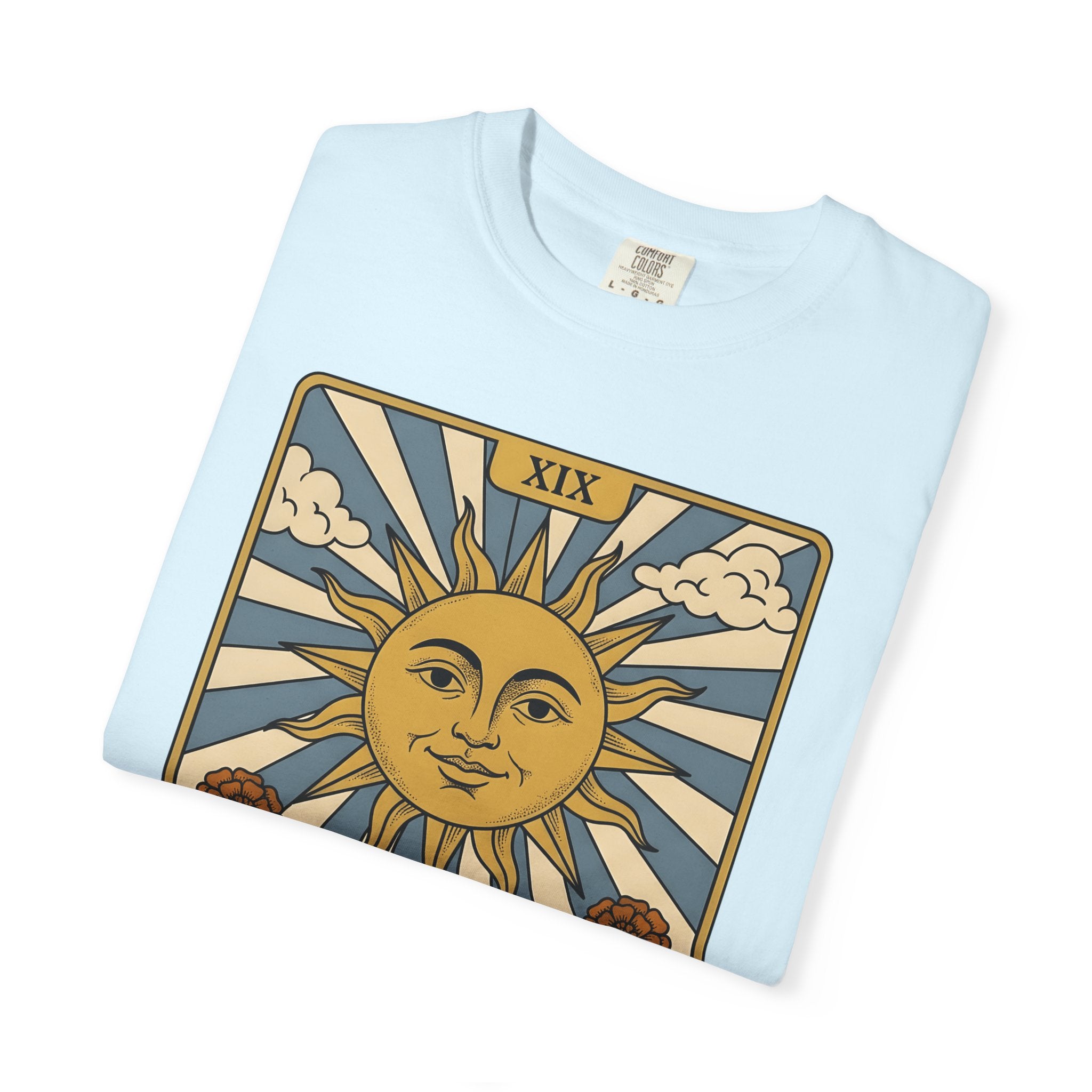 Sun Tarot Shirt Boho Chic Cosmos Gift Women Sketch Tee Tarot Card T-Shirt Bohemian Fan Doodle Tshirt Galaxy Graphic Tribal Floral Motif