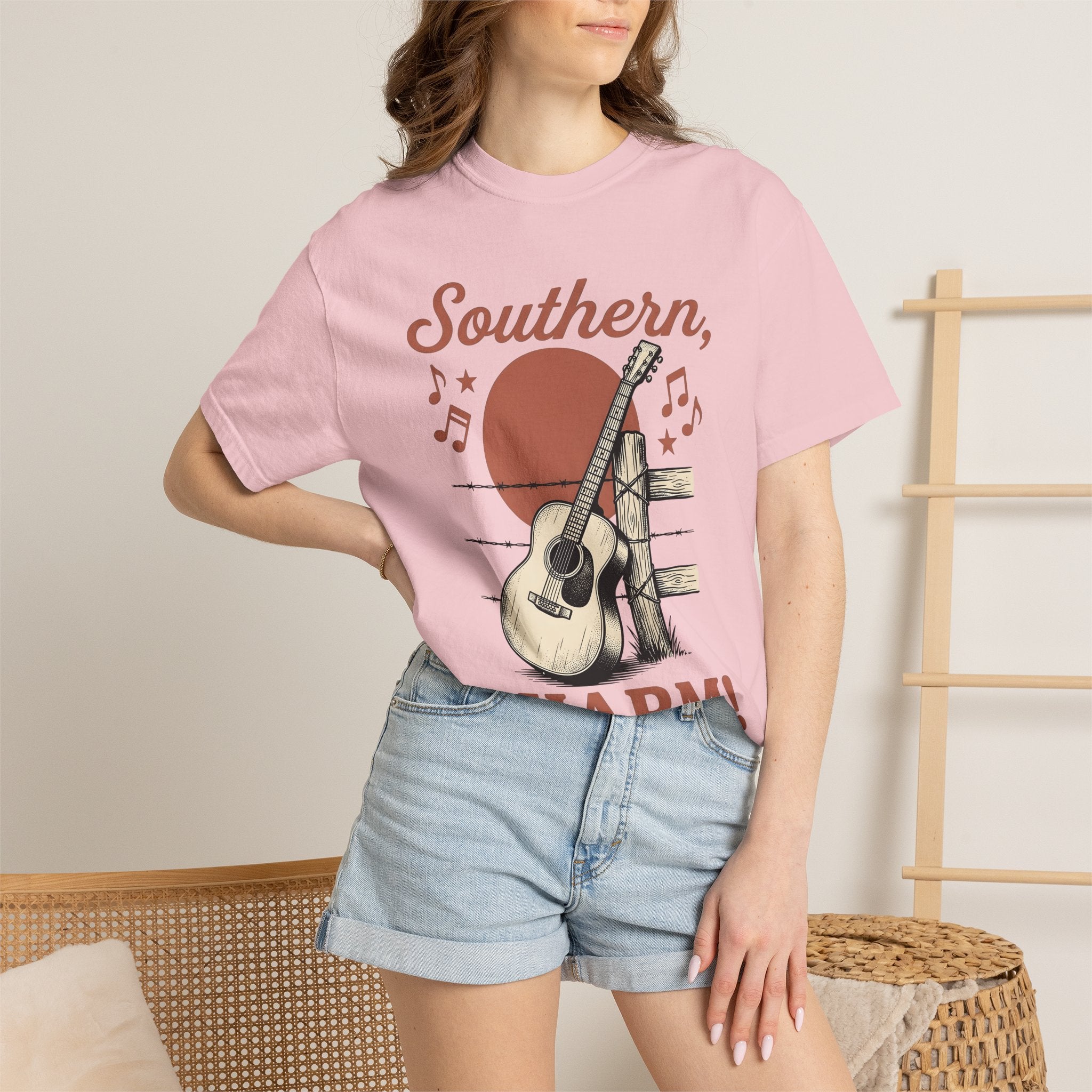 Guitar Fence Shirt Cowgirl Country Gift Women Vintage Tee Fence T-Shirt Cowboy Fan Retro Tshirt Country Graphic Hand Drawn Music Notes