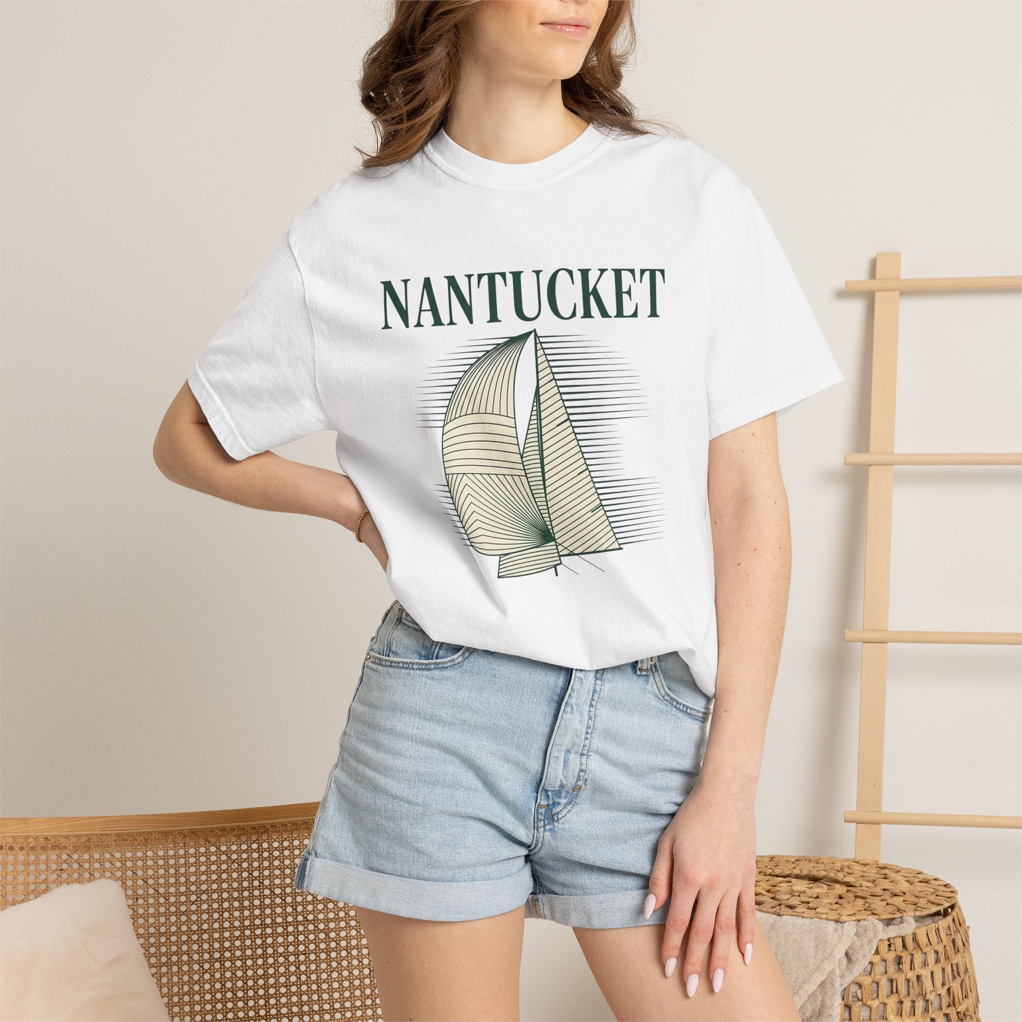Sailing Boat Shirt Sailing Shoreline Gift Women Seascape Tee Sailboat T-Shirt Sailor Fan Sail Art Tshirt Coast Graphic Old-Fashioned Striped