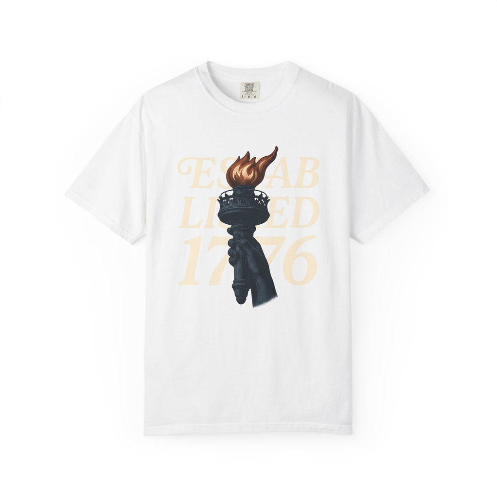 Freedom Flame Shirt America Revolution Gift Women Hand Drawn Tee Liberty T-Shirt American Enthusiast Freedom Graphic Tshirt Line Art Palm