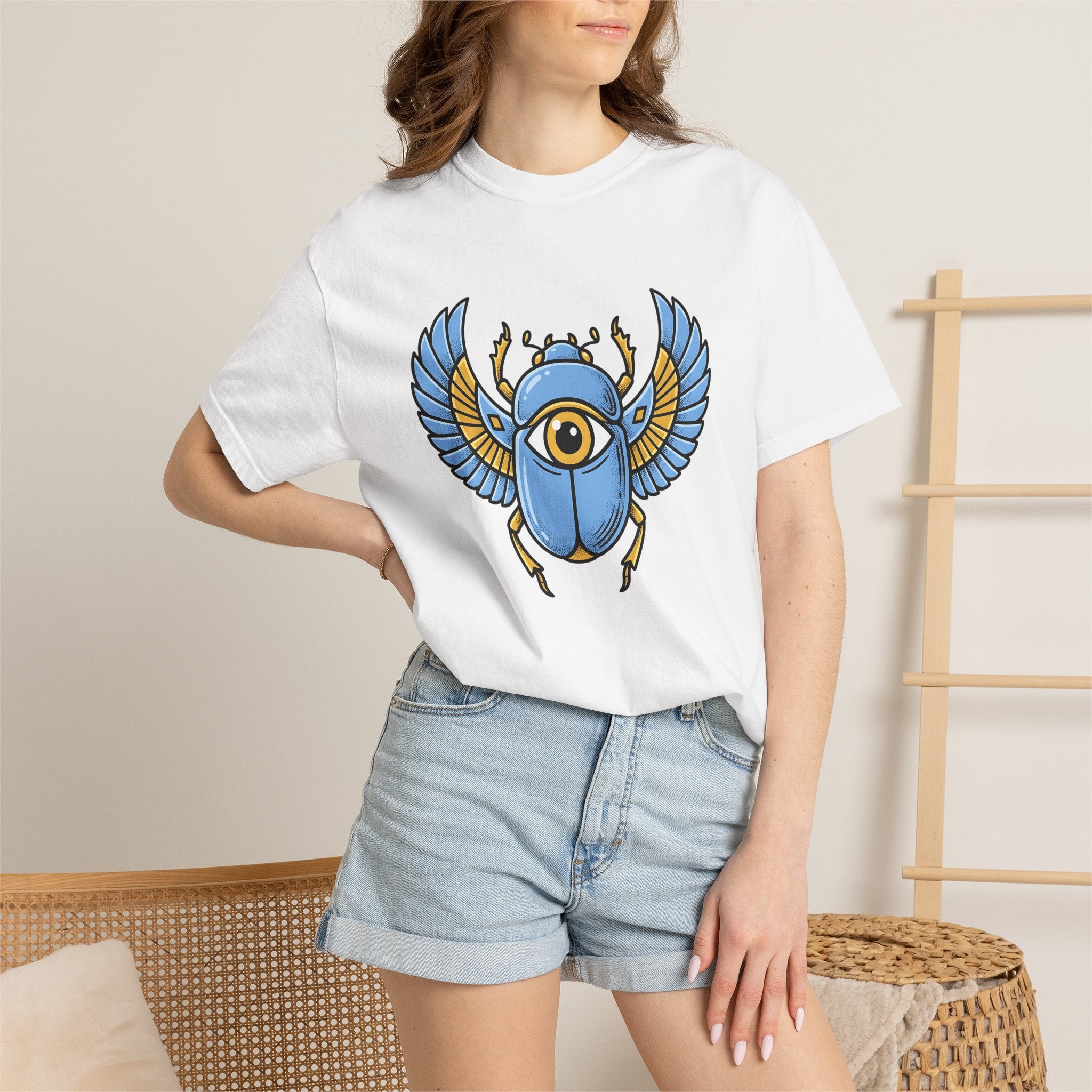 Beetle Shirt Boho Chic Occult Gift Women Line Art Tee Bug T-Shirt Bohemian Fan Minimalist Tshirt Mystic Graphic Hand Drawn Eye Tshirt