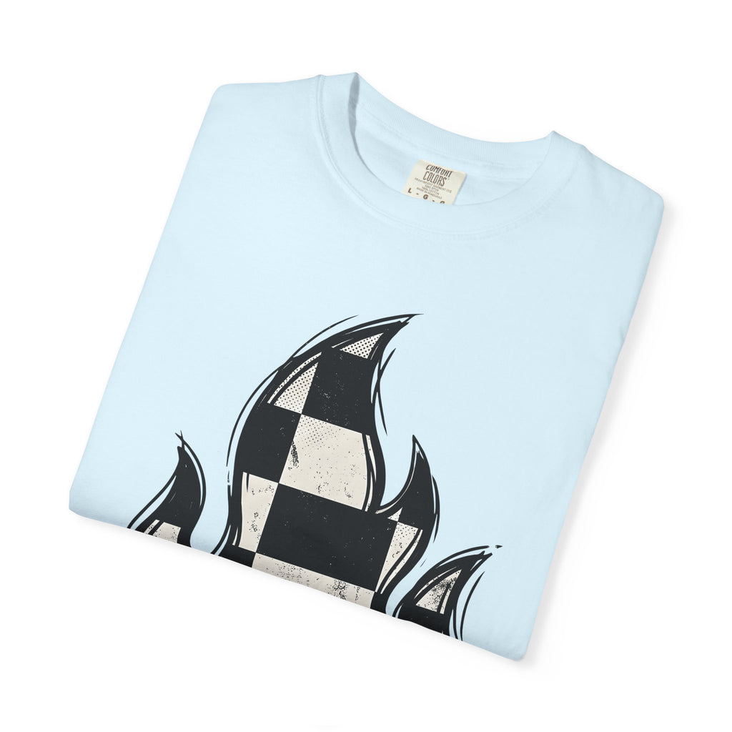 Plaid Fire Shirt Sports Motorsport Gift Women Worn Tee Tartan Flame T-Shirt Athlete Enthusiast Distressed Tshirt Racing Graphic Classic