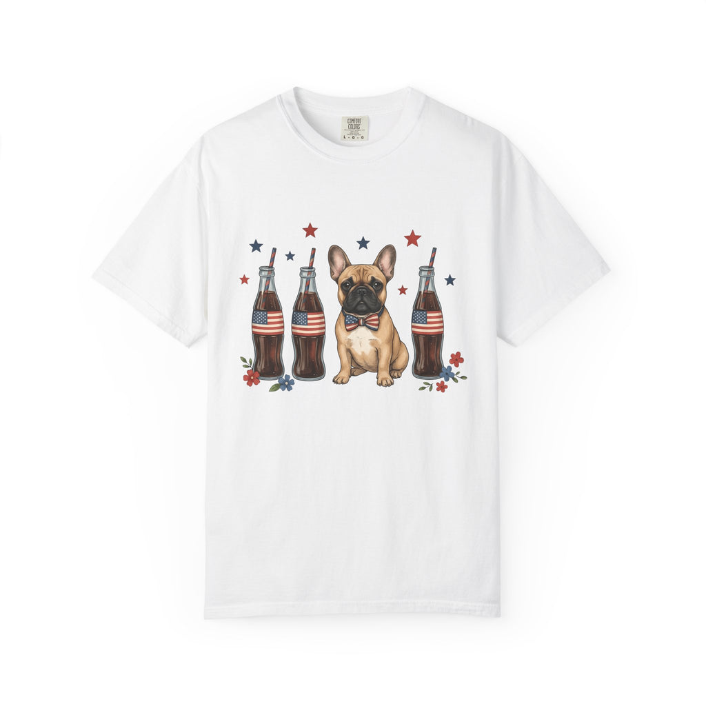 French Bulldog Shirt Dog Usa Gift Women Cartoon Tee Bulldog T-Shirt Dog Fan Toon Tshirt American Graphic Hand Drawn Soda Bottles Tshirt