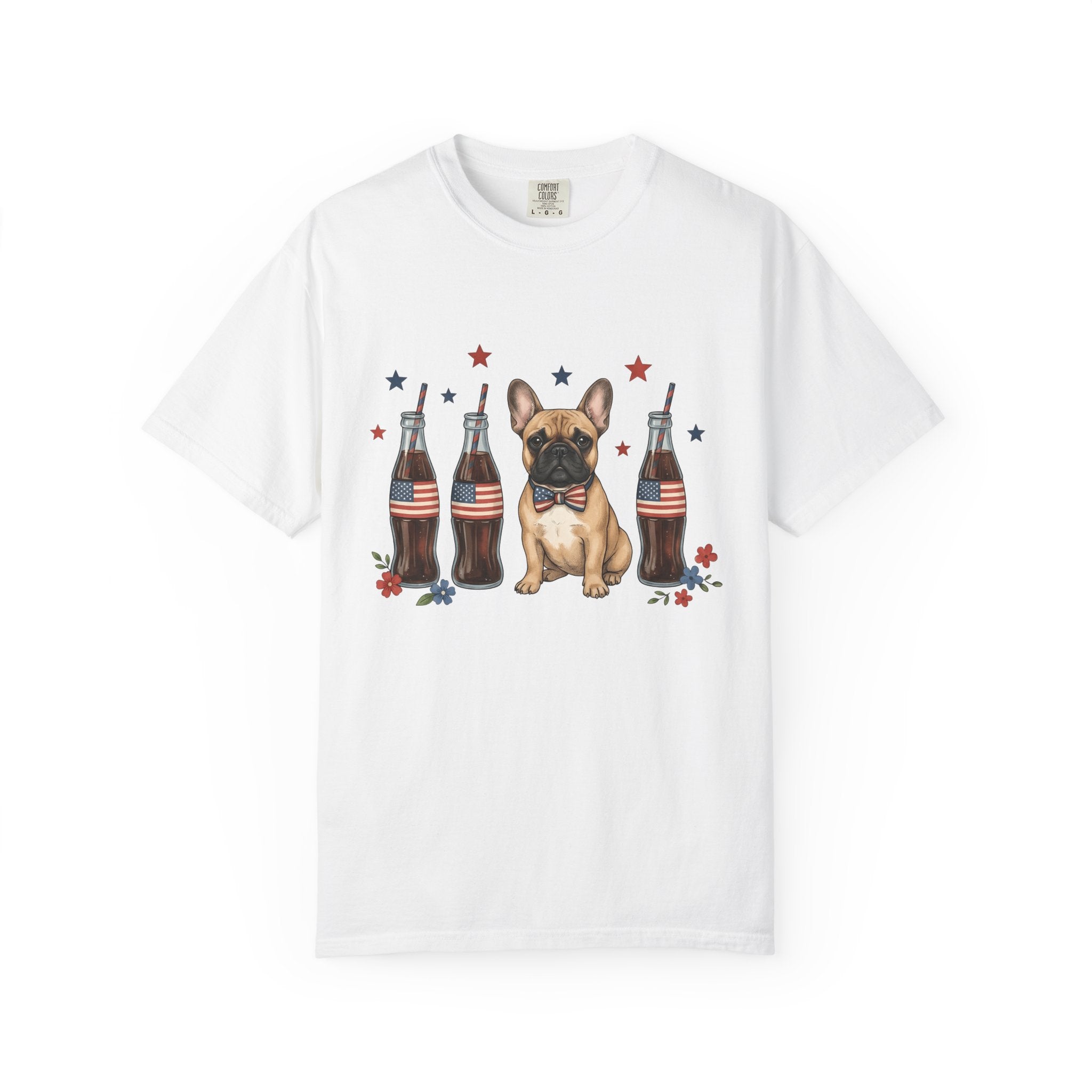 French Bulldog Shirt Dog Usa Gift Women Cartoon Tee Bulldog T-Shirt Dog Fan Toon Tshirt American Graphic Hand Drawn Soda Bottles Tshirt