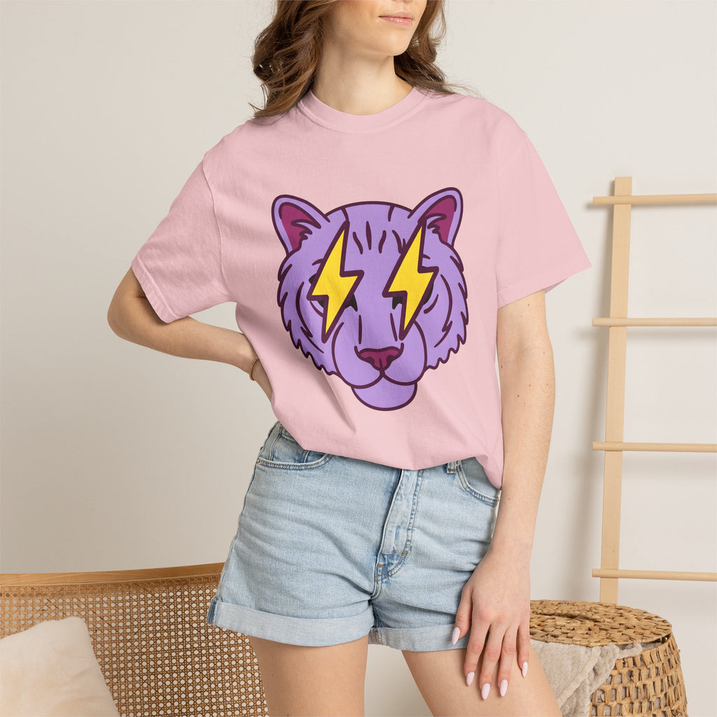 Cat Head Shirt Cat Pet Gift Women Graphic Design Tee Kitten T-Shirt Cat Fan Feline Tshirt Animal Graphic Comic Style Lightning Streaks