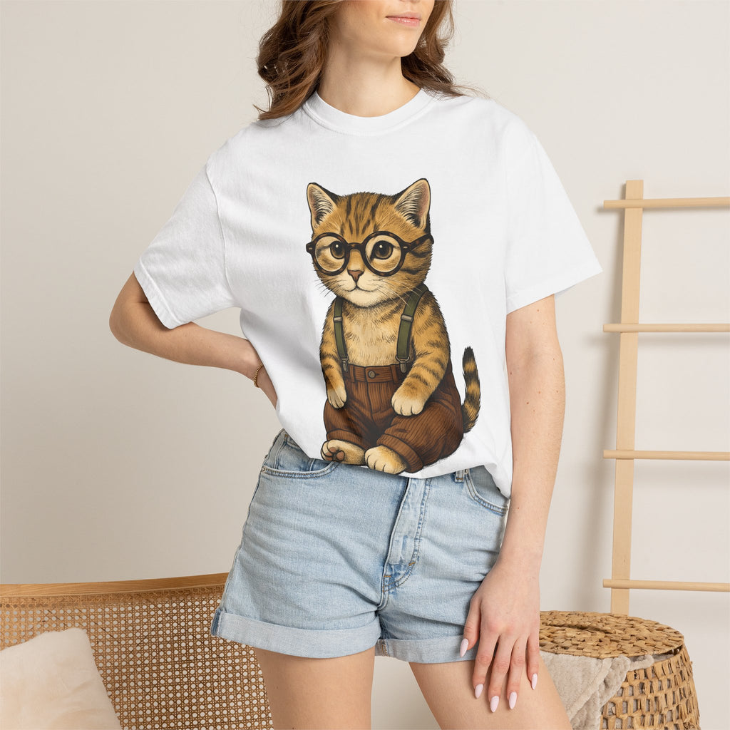 Tiger Cat Shirt Cat Comedy Gift Women Charming Tee Cat T-Shirt Cat Fan Cute Tshirt Humor Graphic Classic Eyeglasses Tshirt