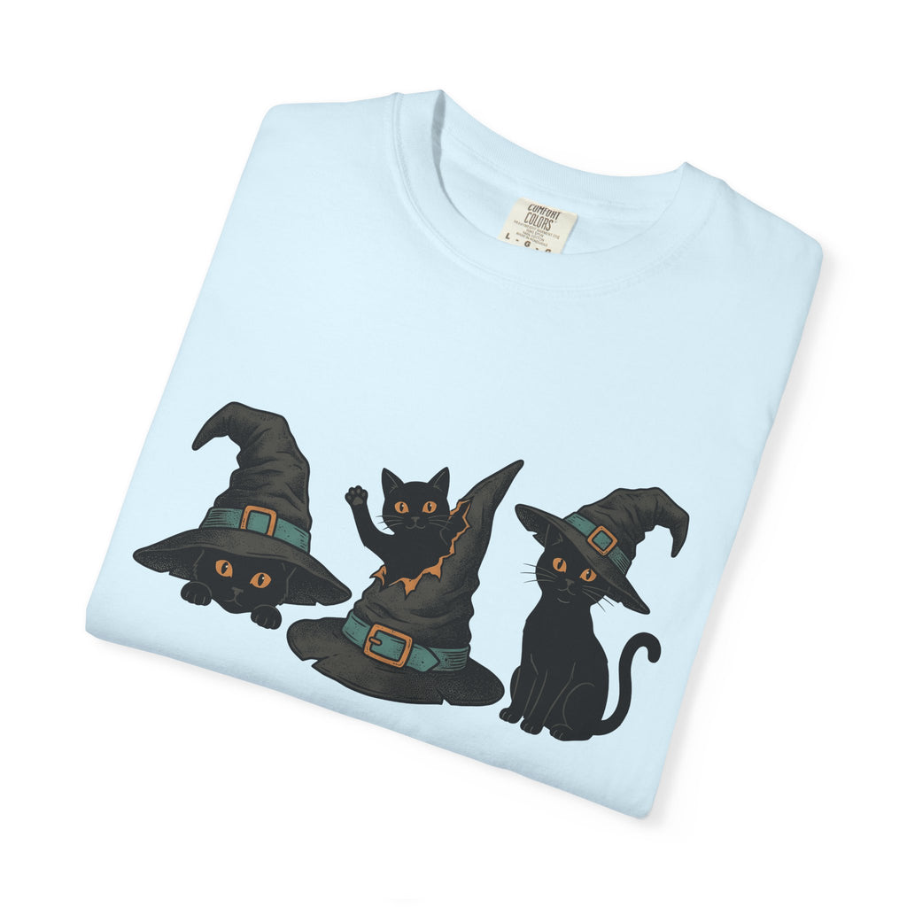 Black Cats Shirt Cat Costume Gift Women Retro Tee Cat T-Shirt Cat Fan Vintage Tshirt Cosplay Graphic Sketch Witch Hats Tshirt