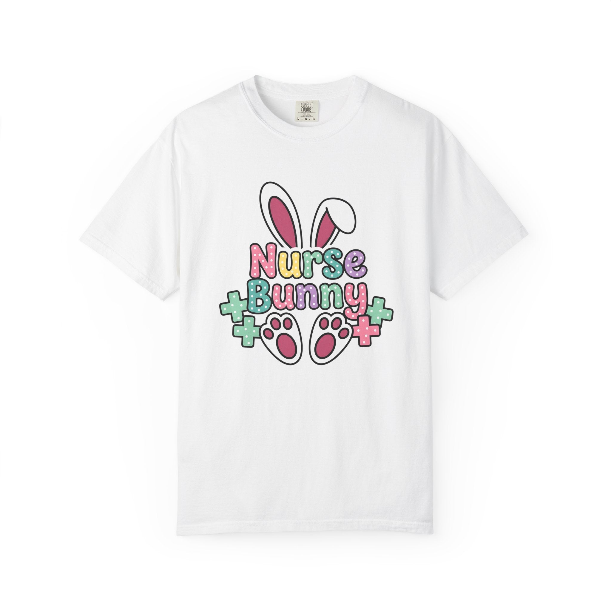 Rabbit Ears Shirt Easter Healthcare Gift Women Kawaii Tee Bunny Ears T-Shirt Easter Fan Nurse Graphic Tshirt Fun Paw Marks Tshirt