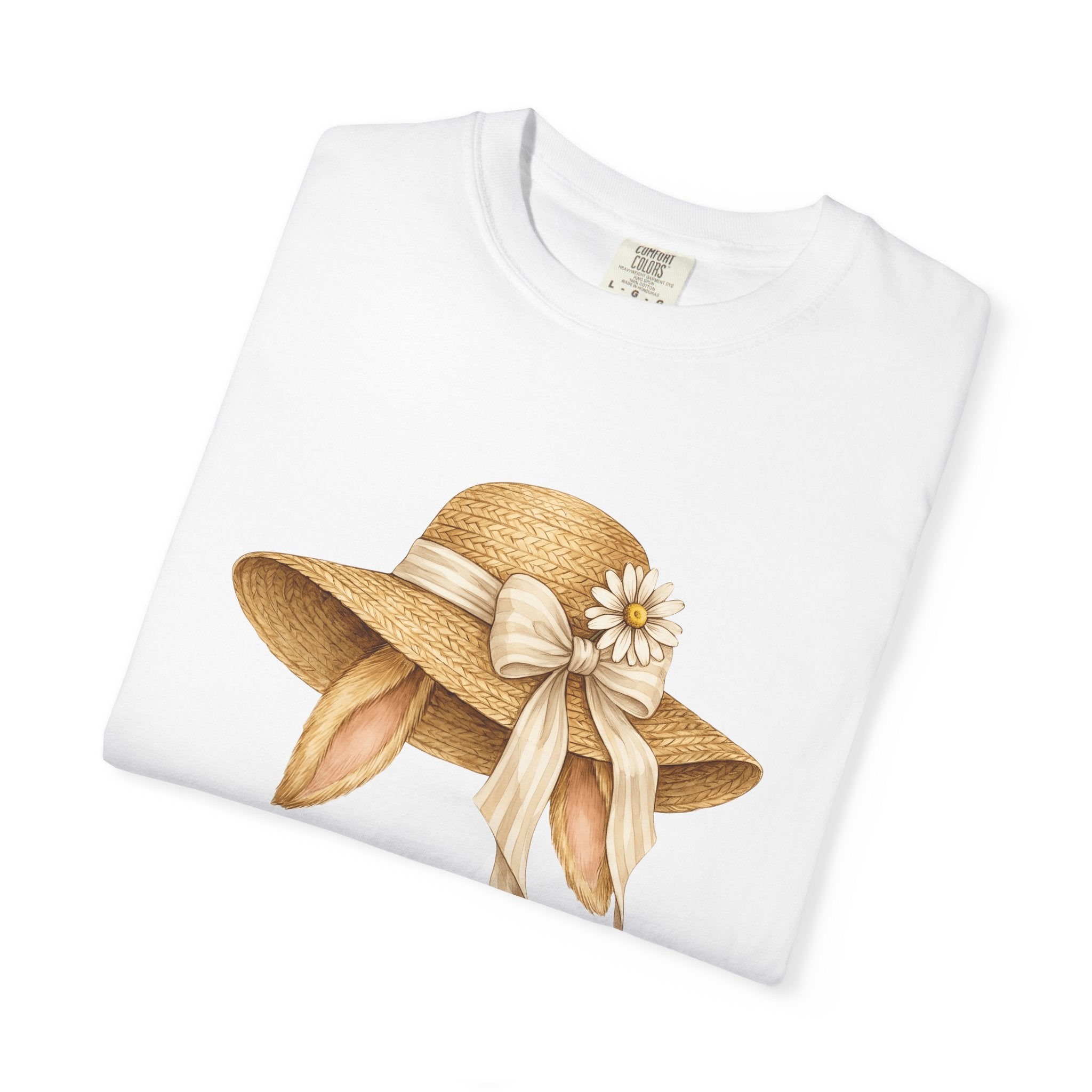 Bunny Hat Shirt Easter Spring Gift Women Watercolor Tee Bunny T-Shirt Easter Fan Easter Egg Tshirt Floral Graphic Vintage Daisy Tshirt