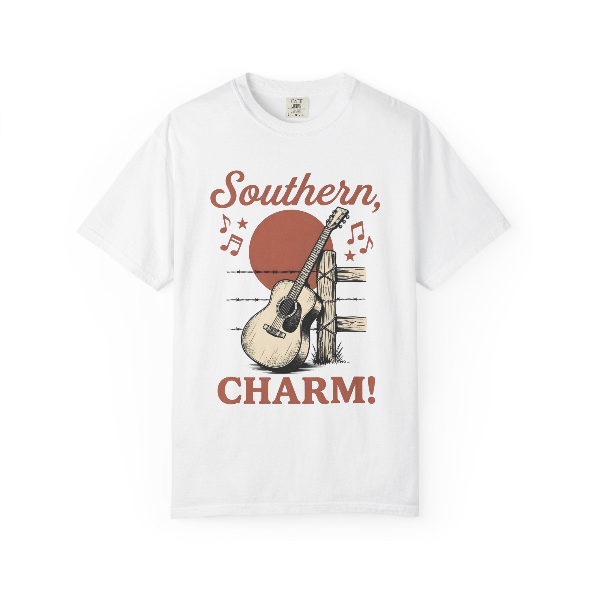 Guitar Fence Shirt Cowgirl Country Gift Women Vintage Tee Fence T-Shirt Cowboy Fan Retro Tshirt Country Graphic Hand Drawn Music Notes