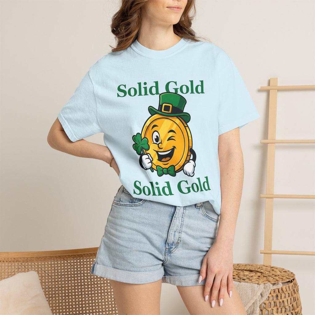 Gold Currency Figure Shirt St Patrick's Day Luck Gift Women Animated Tee Coin T-Shirt Shamrock Fan Cartoon Tshirt Fortune Graphic Bright