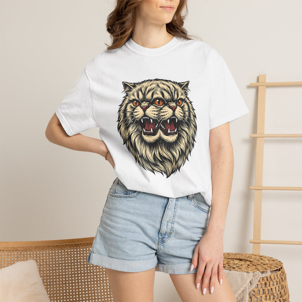 Double Head Kitty Shirt Cat Alternative Gift Women Sketch Tee Cat T-Shirt Cat Fan Drawing Graphic Old School Sharp Teeth Tshirt