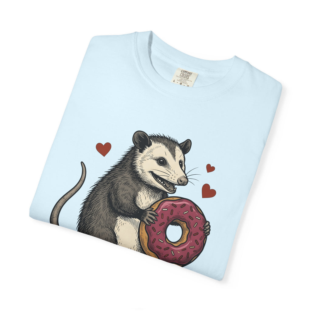 Opossum Doughnut Shirt St. Valentine's Day Fauna Gift Women Animation Tee Donut T-Shirt Valentine Fan Cartoony Tshirt Wildlife Graphic