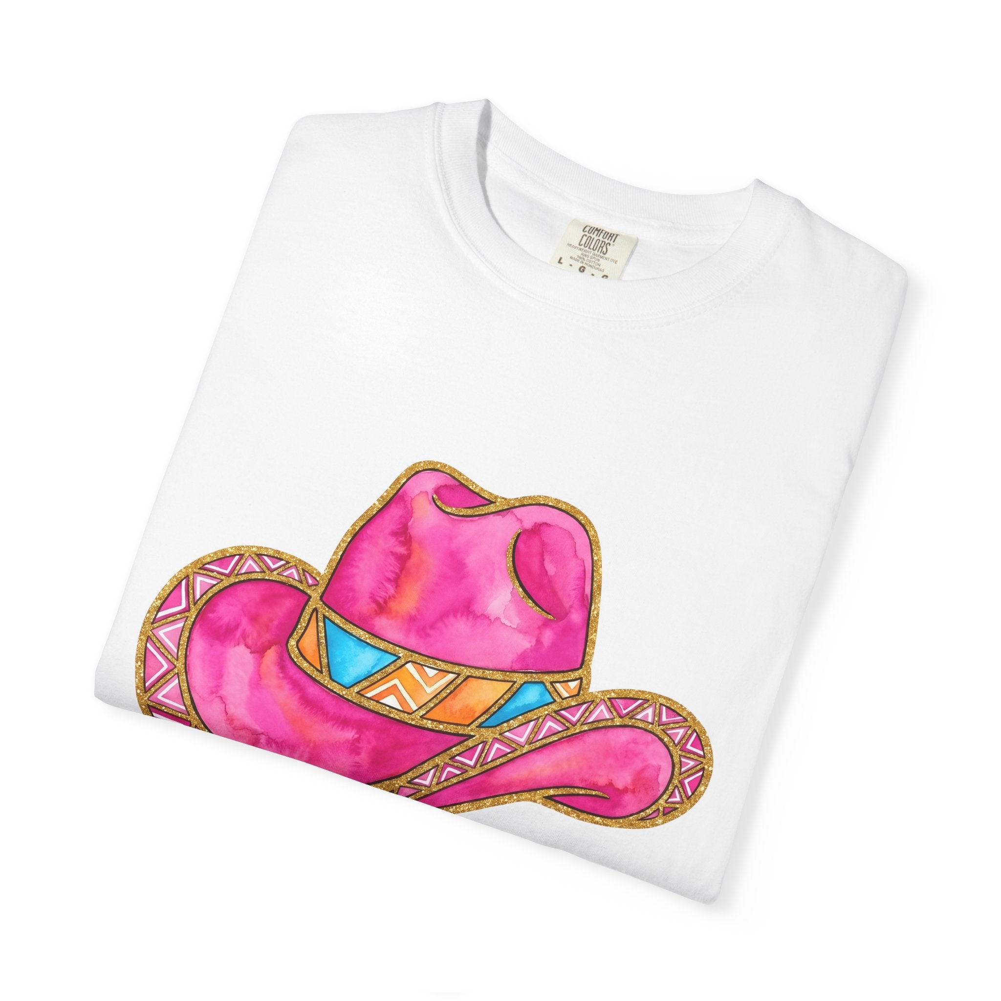 Pink Western Hat Shirt Western Apparel Gift Women Hand Painted Tee Cowboy Hat T-Shirt Rodeo Fan Cowgirl Tshirt Clothing Graphic Rustic