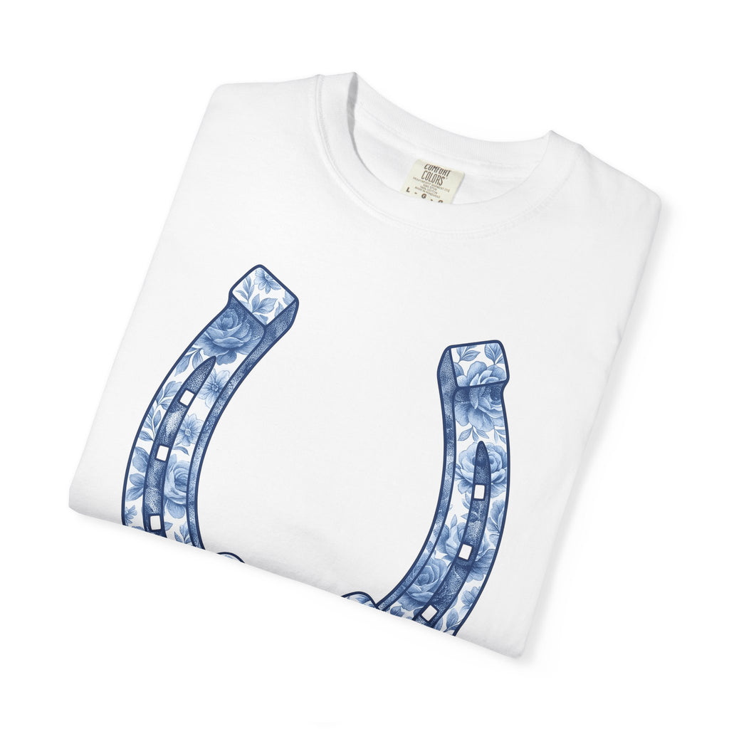 Horseshoe Ribbon Shirt Cowgirl Cowboy Gift Women Botanical Tee Horseshoe Ribbon T-Shirt Rodeo Fan Vintage Tshirt Cowboy Graphic Classic