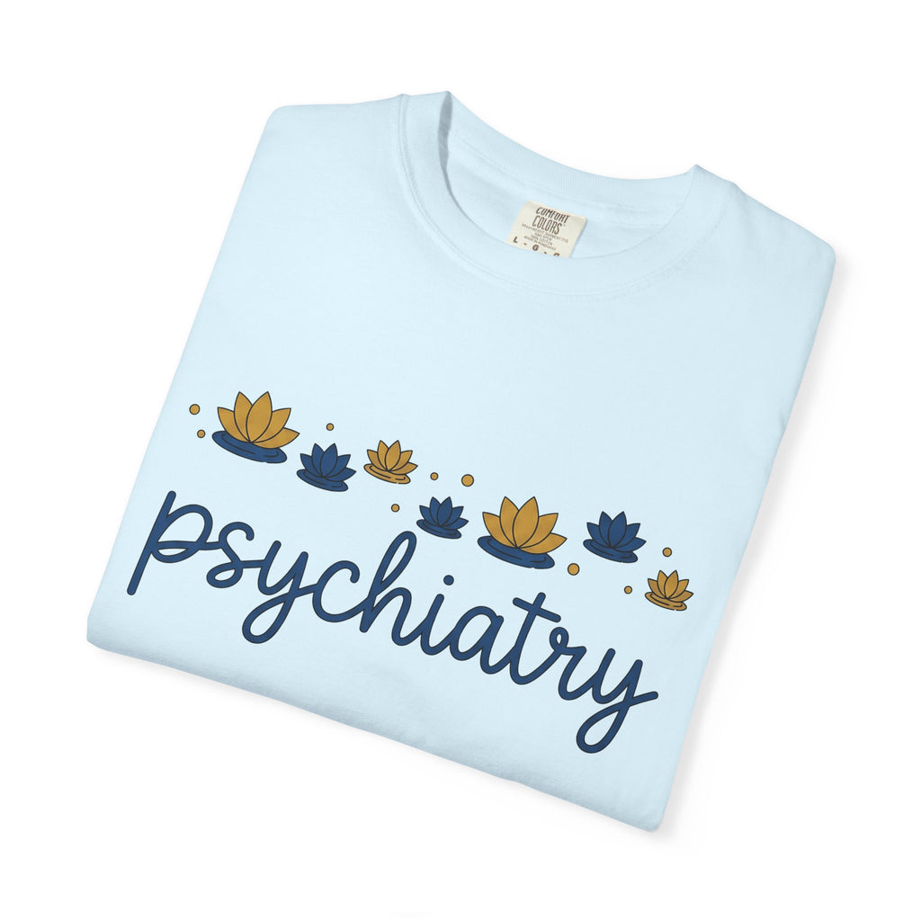 Lotus Blossom Design Shirt Psychiatry Meditation Gift Women Contemporary Tee Waterlily T-Shirt Mental Health Enthusiast Modern Tshirt