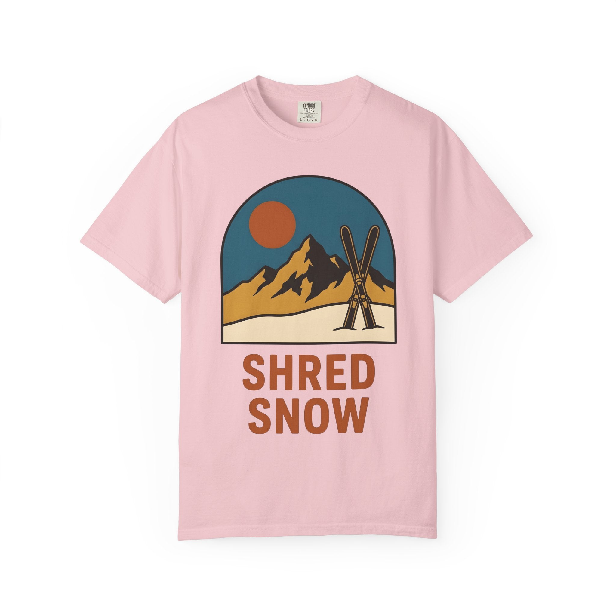 Alpine Skis Shirt Skiing Exploration Gift Women Hand Drawn Tee Skis T-Shirt Skier Fan Illustrated Tshirt Adventure Graphic Sketch Sunshine