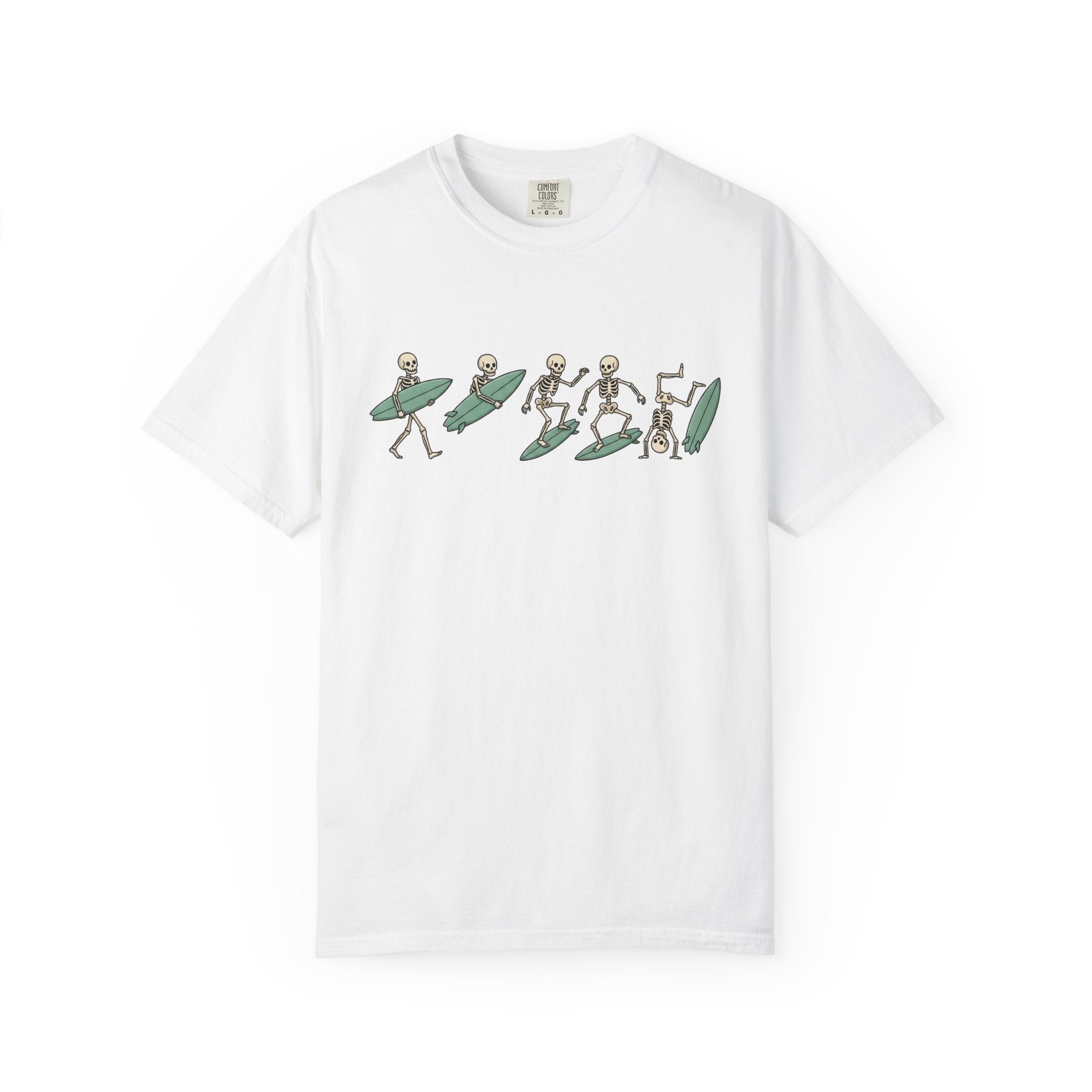 Skeleton Wave Riding Shirt Surfing Coast Gift Women Caricature Tee Surfboard T-Shirt Surfer Fan Coastal Graphic Doodle Longboard Tshirt